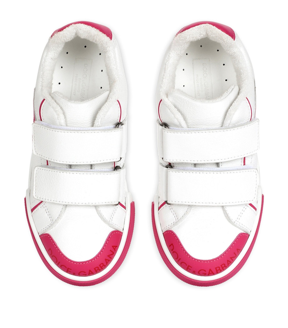 Leather Portofino Sneakers 8B902-WHITE/FUCHSIA Image 3