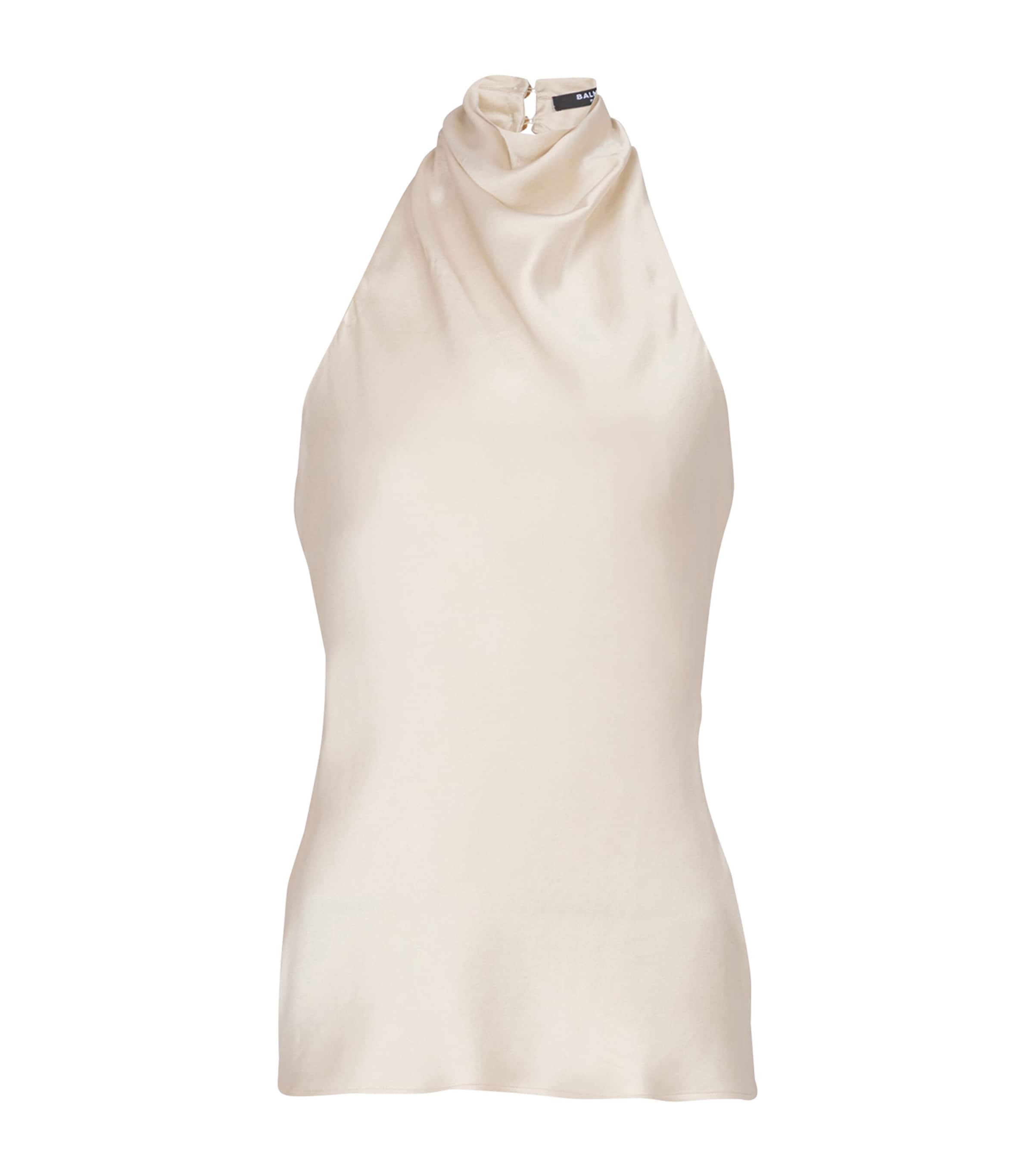 Balmain Silk Crepe Halterneck Top