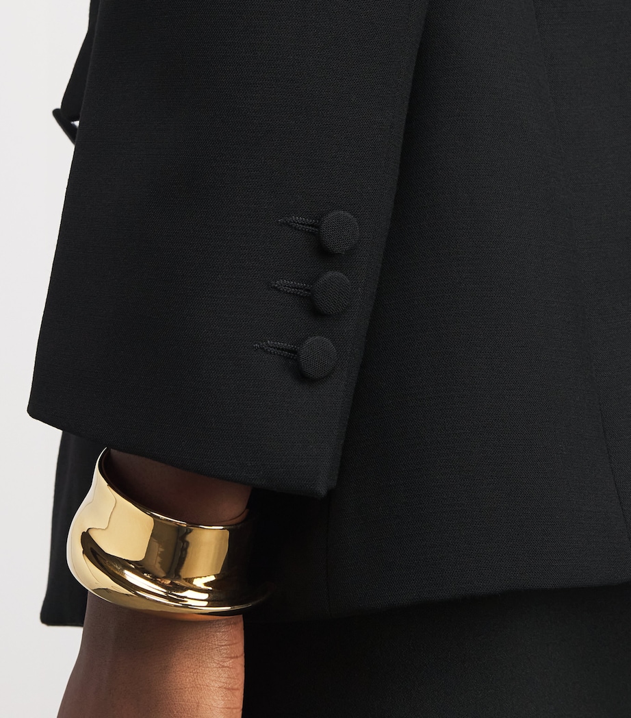 Satin-Collar Blazer BLACK Image 6