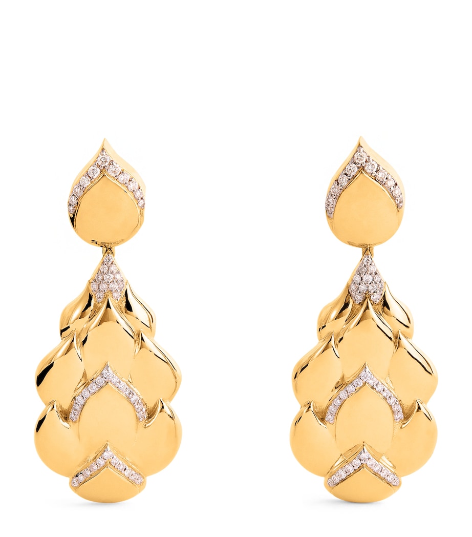 Nadine Aysoy Large Yellow Gold and Diamond Cobra Pendant Earrings Yellow Gold Image 1
