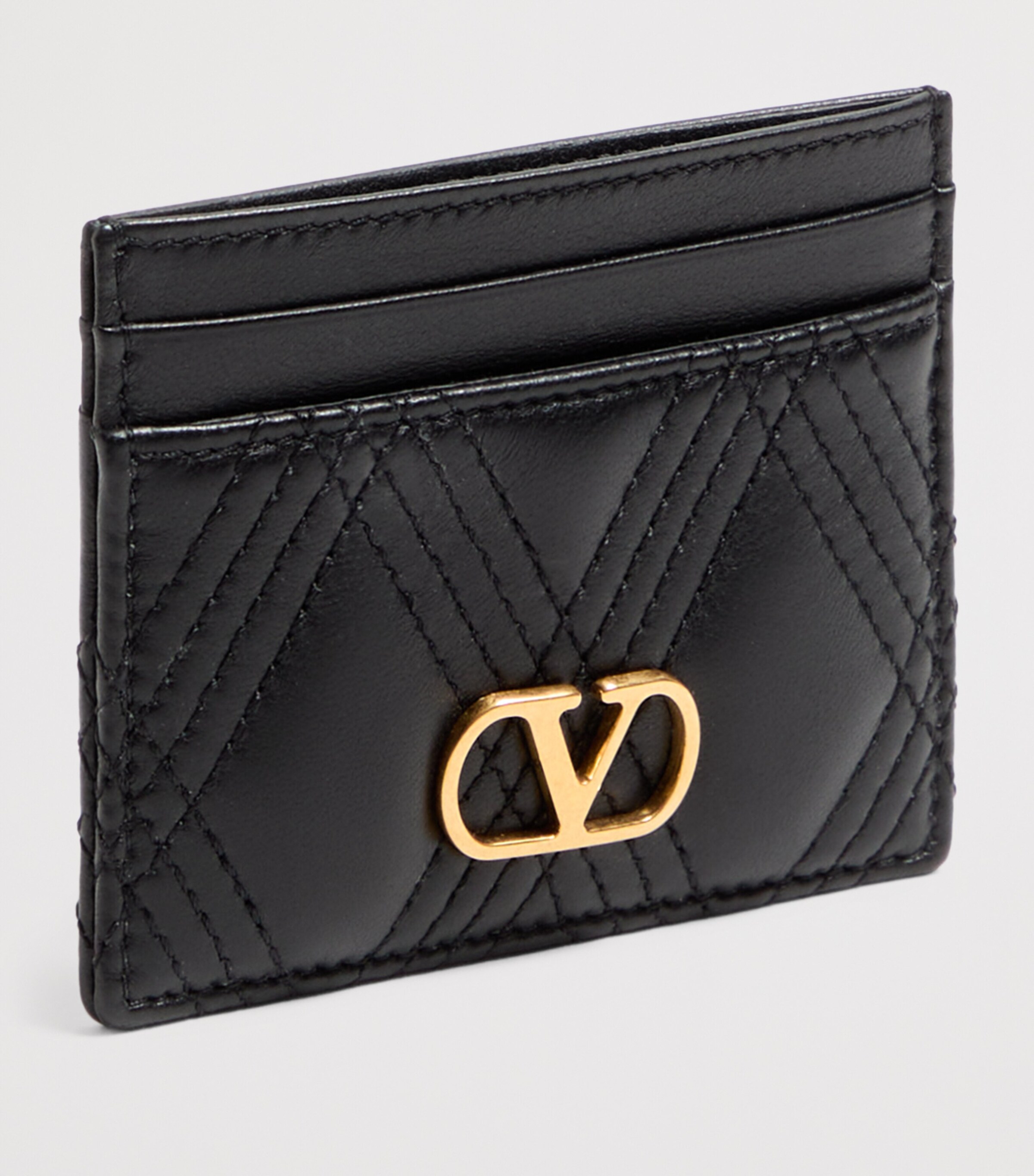 Valentino Garavani Black Leather Quiltie 67 Card Holder | Harrods US