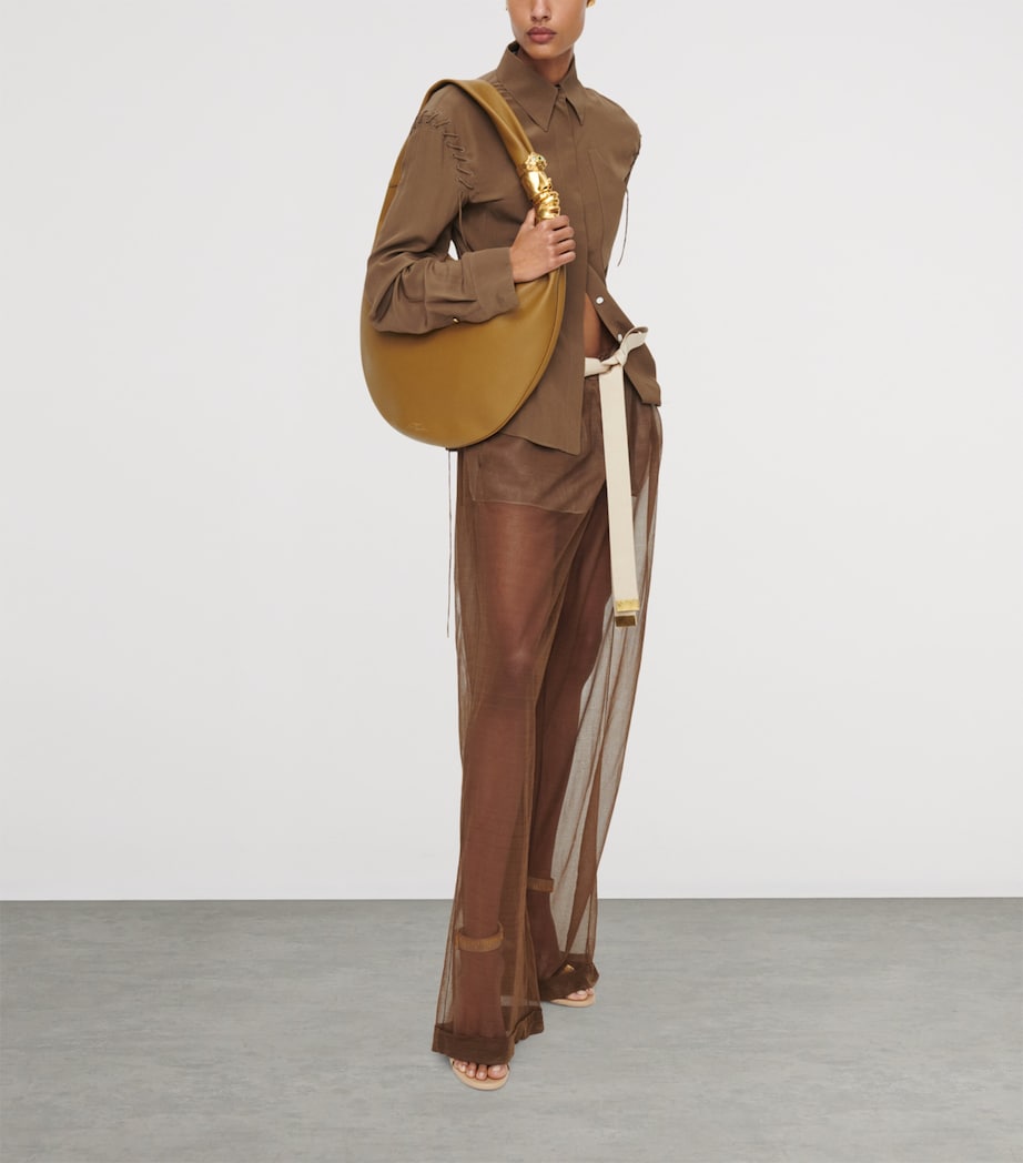 Schiaparelli Womens Silk Pleated Trousers Brown Image 2