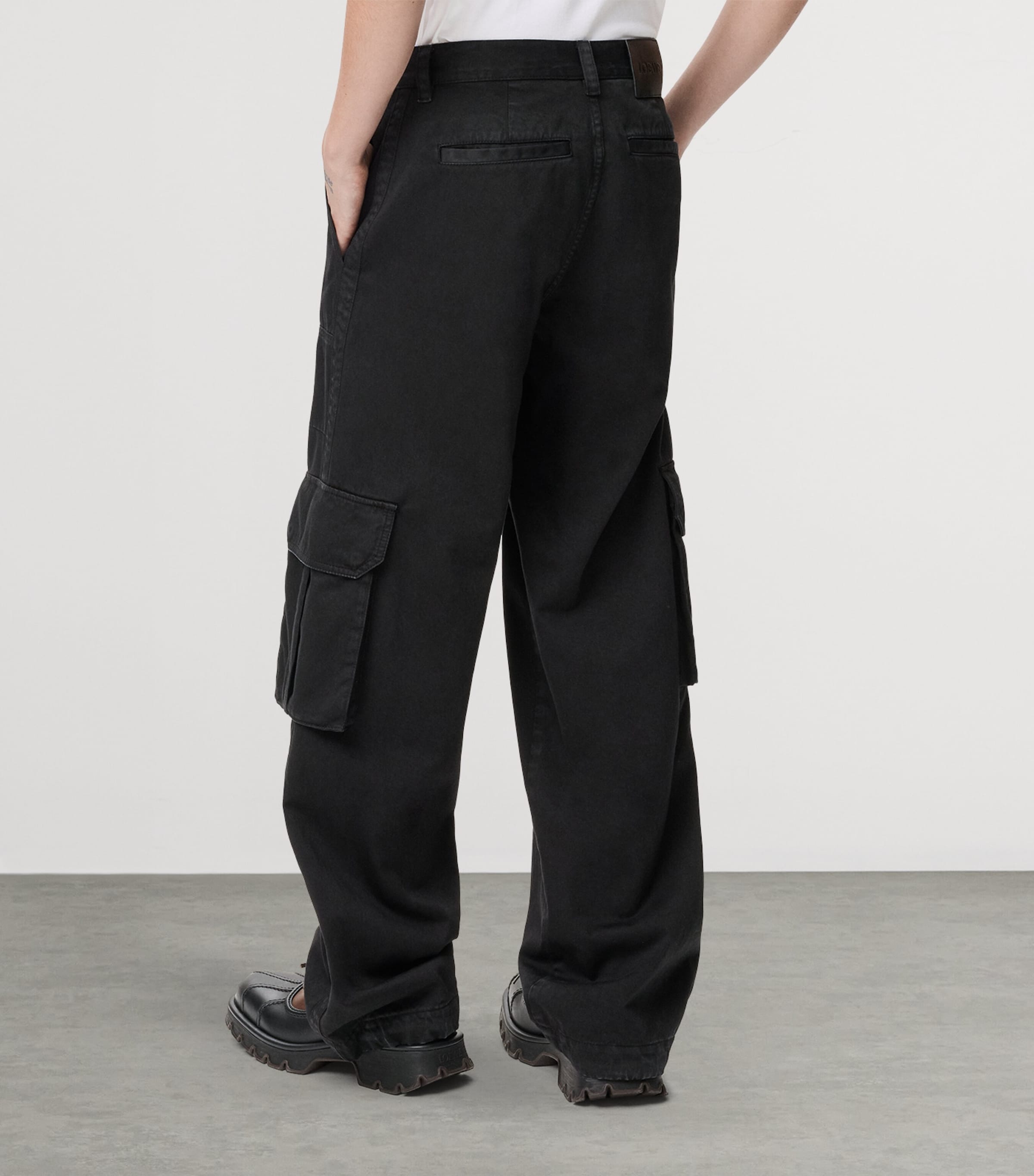 Cotton Cargo Trousers BLACK Image 4
