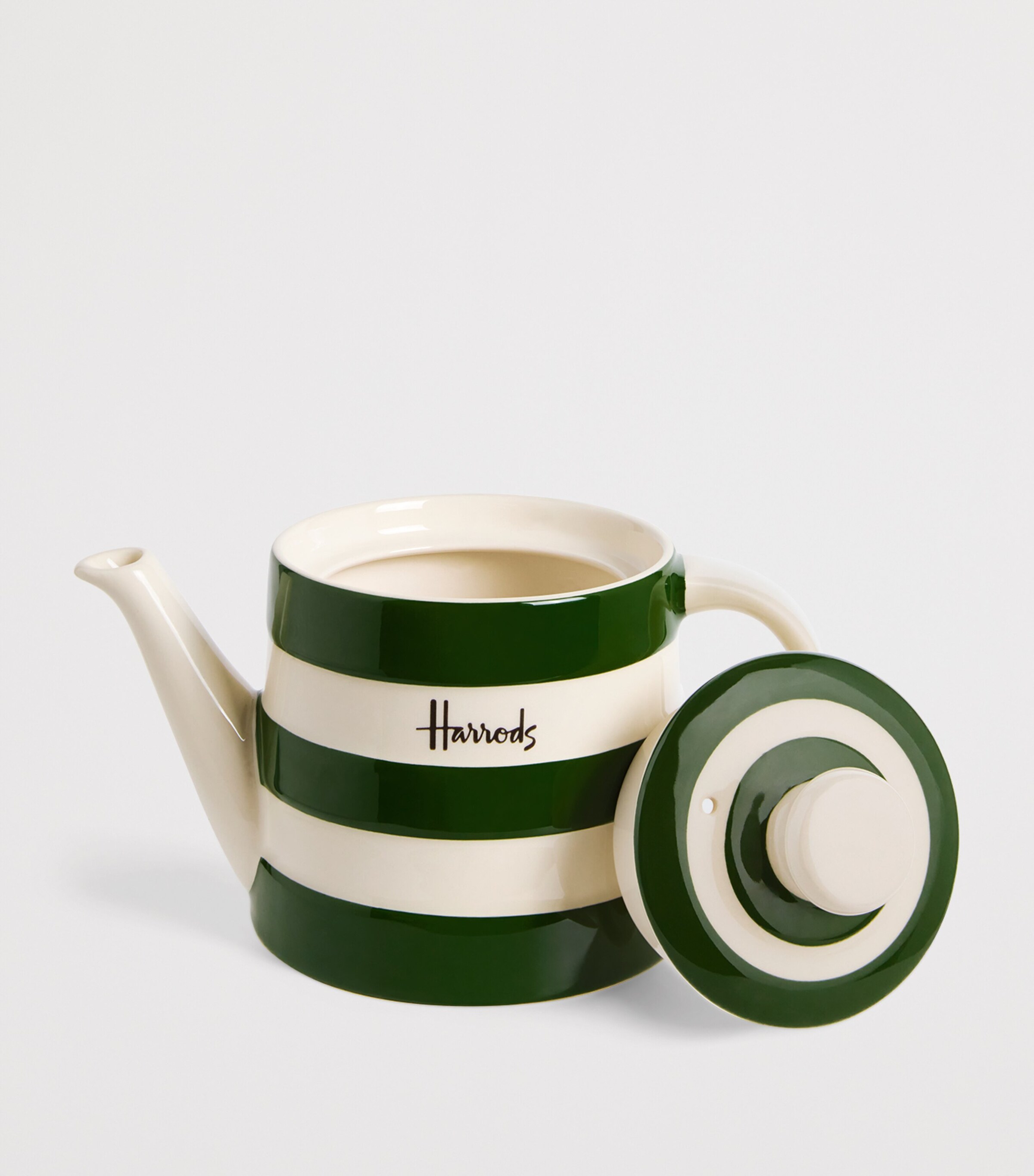 Harrods Cornish Stripe Teapot Green Image 2