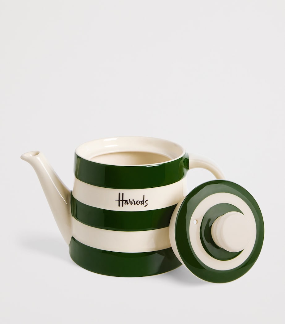 Harrods Cornish Stripe Teapot Green Image 2