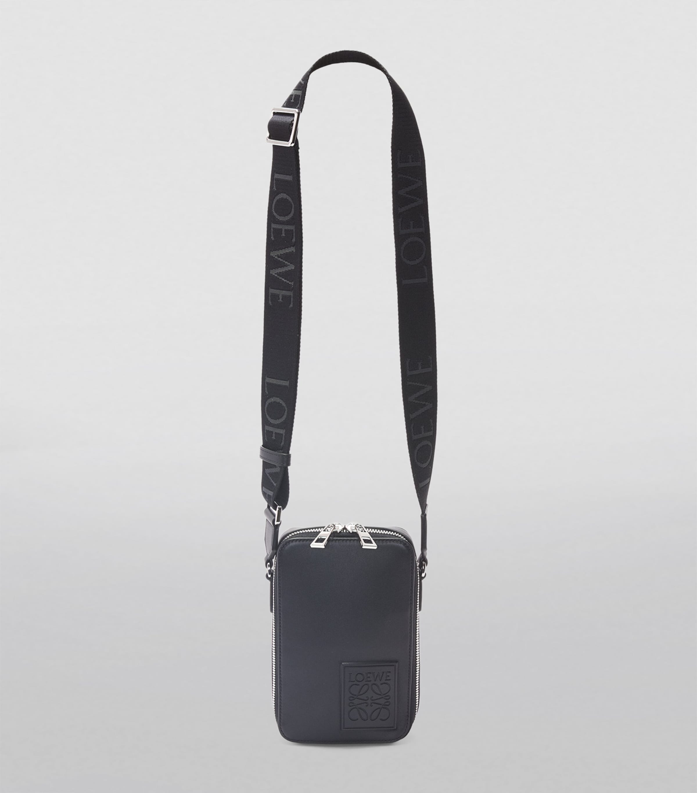 Leather Vertical Pocket Cross-Body Bag BLACK Image 4