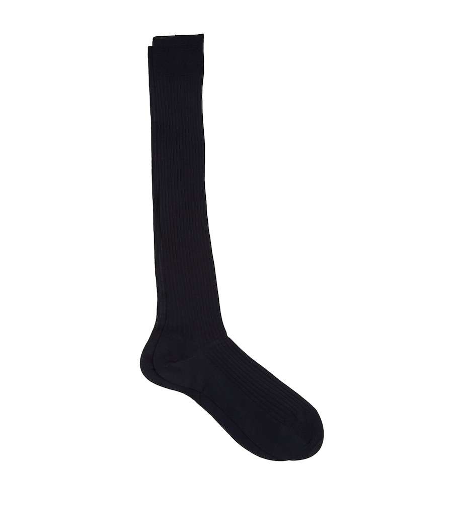 Egyptian Cotton Lisle Long Sock NAVY Image 1
