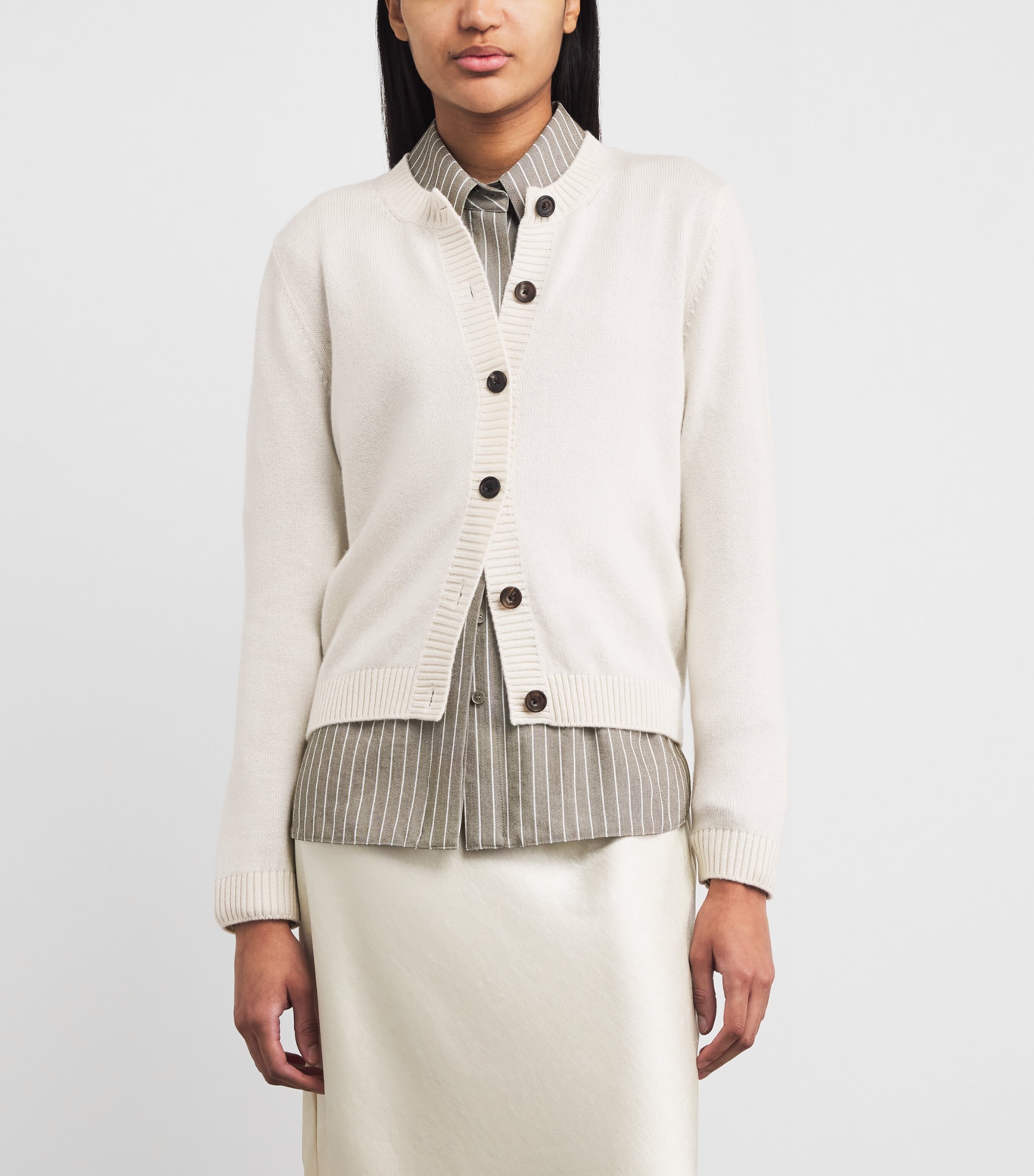 Harrods Womens Cashmere-Cotton Cardigan Niveous Image 4