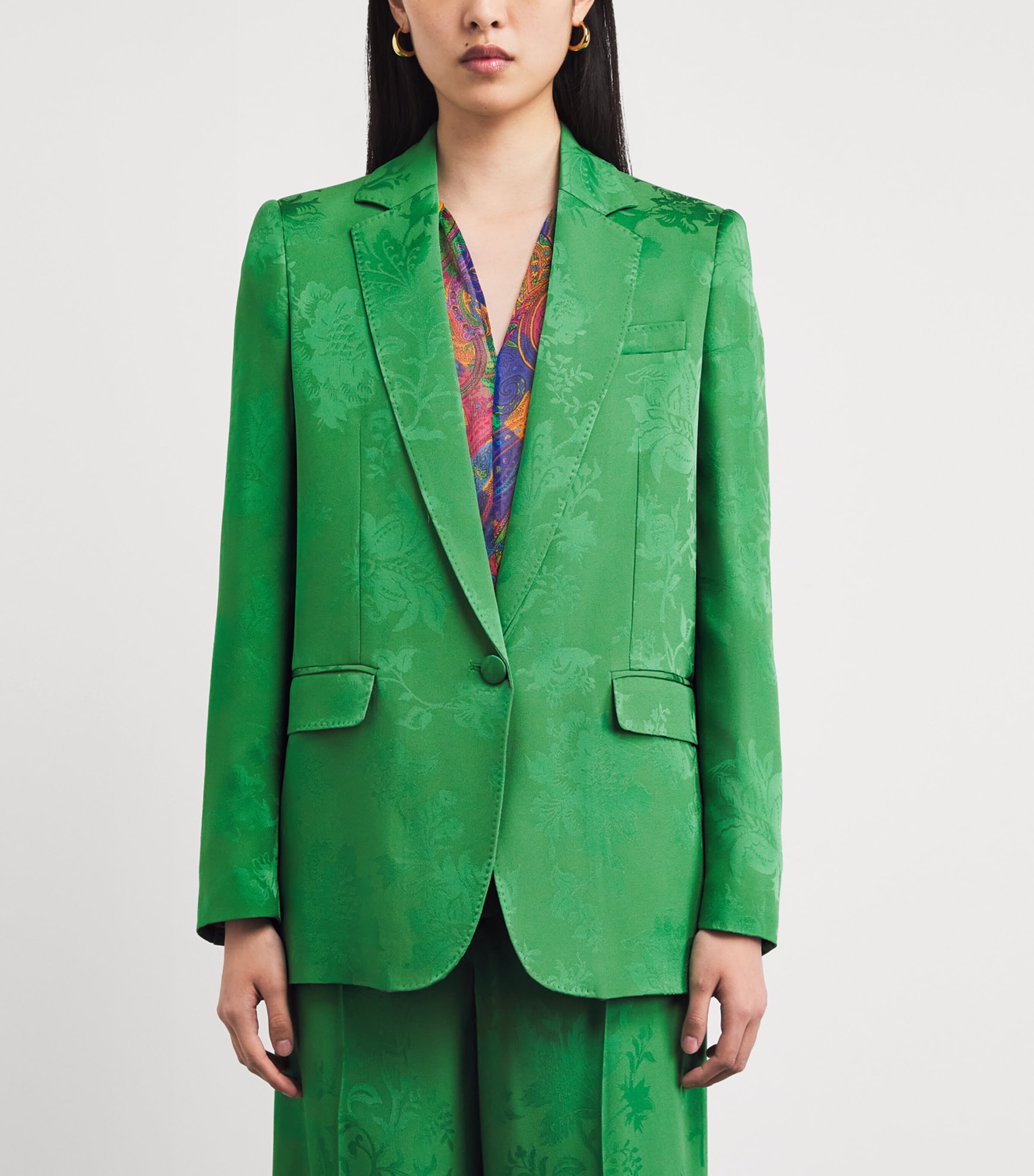 Floral Single-Breasted Blazer V0396 Image 3