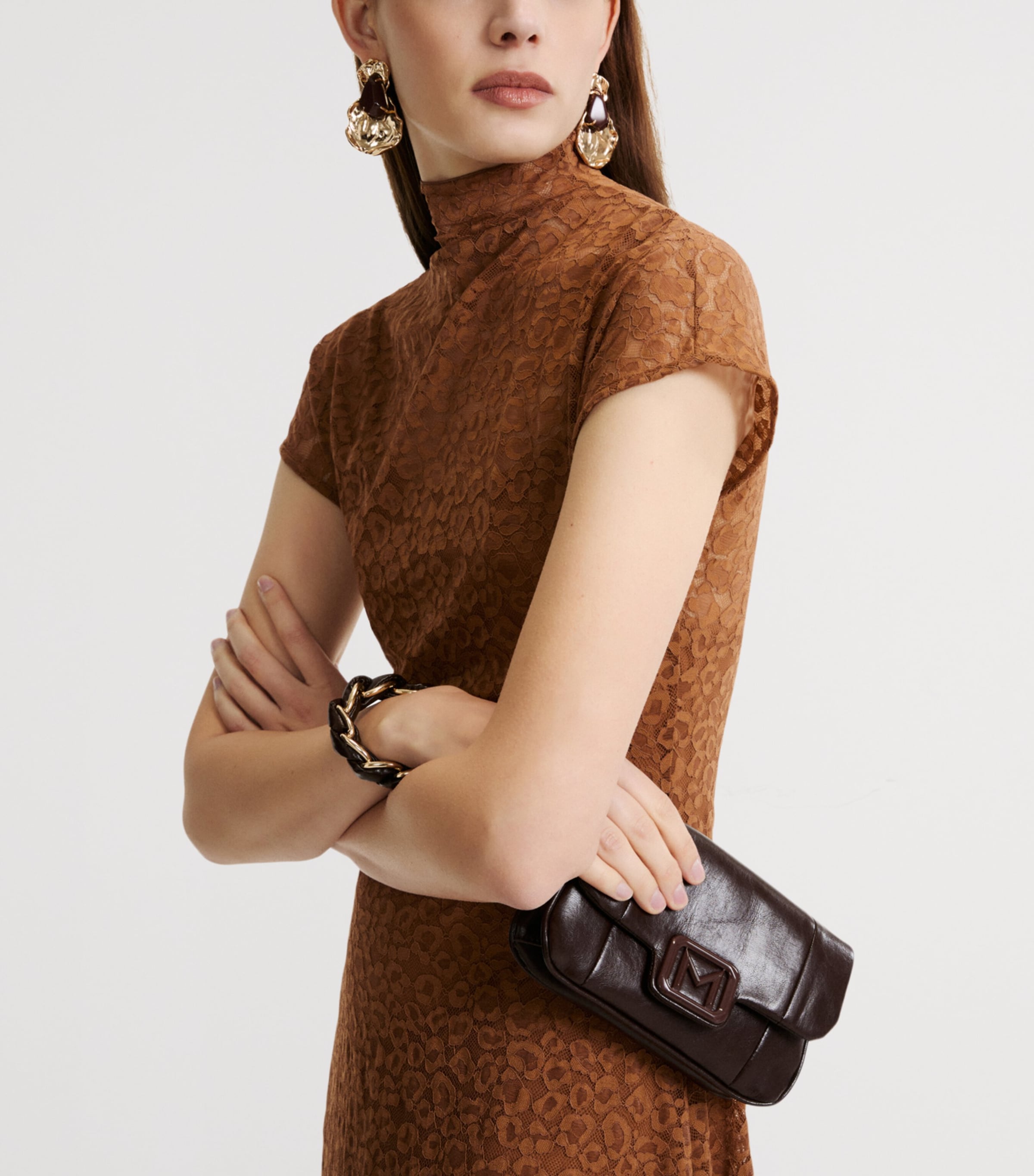 Marella Medium Le Muse Clutch Bag Dark Brown Image 2