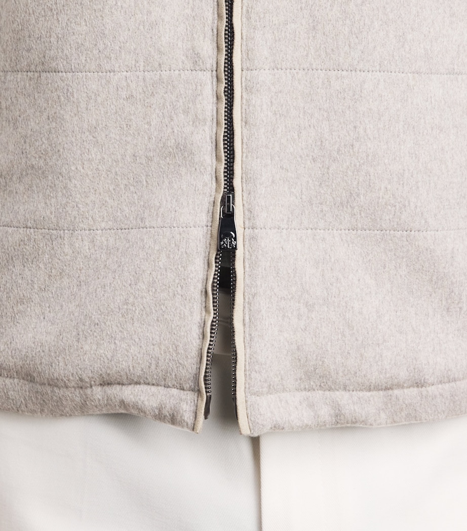 Corneliani Mens Virgin Wool Padded Gilet Grey Melange Stl Image 3