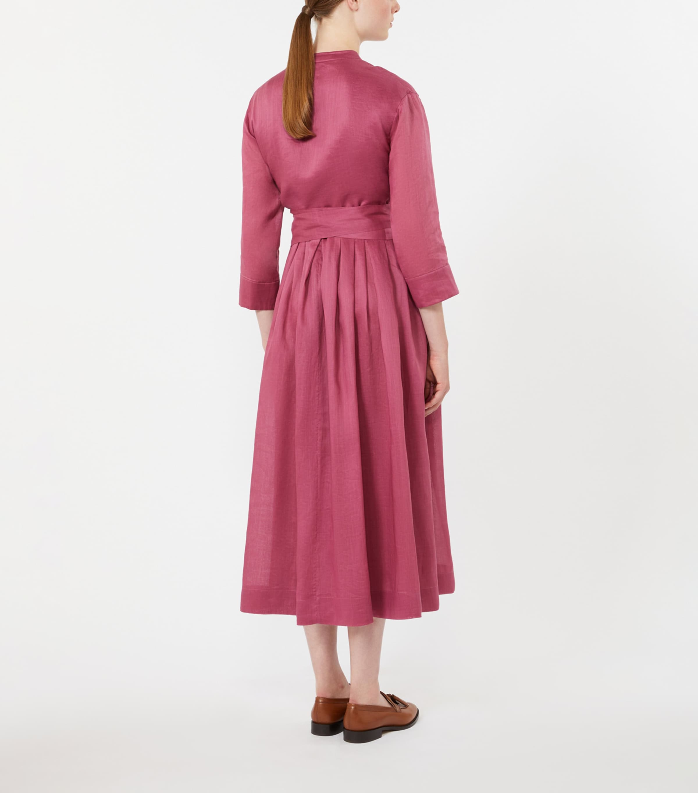 Max Mara Womens Ramie Canvas Midi Dress Cyclamen Image 3