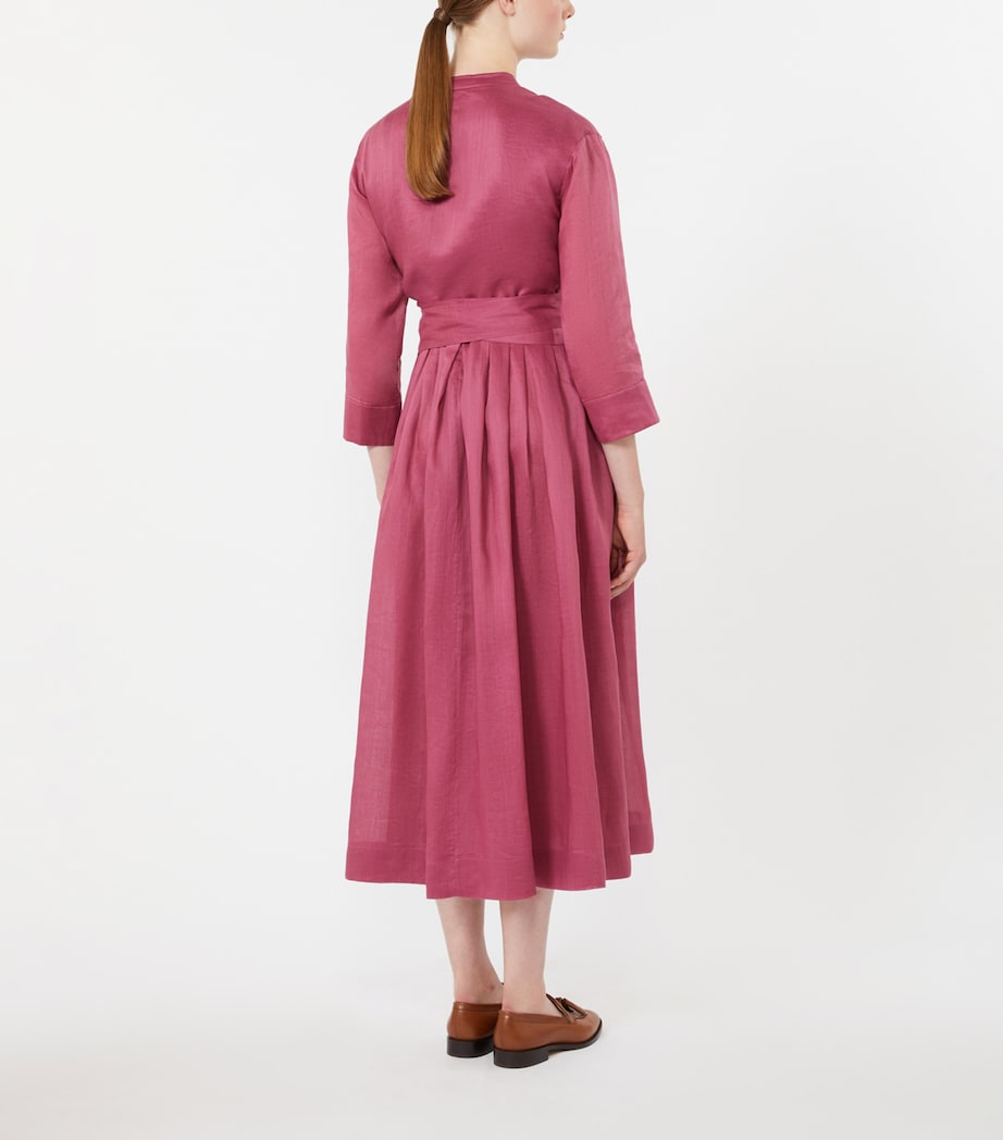 Max Mara Womens Ramie Canvas Midi Dress Cyclamen Image 3