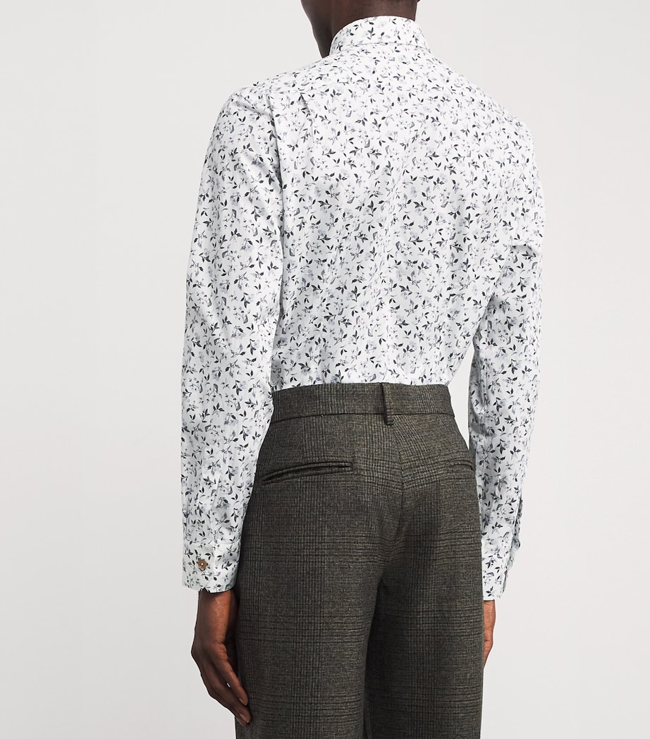 Cotton Floral Print Tailored Fit Shirt 01_WHITE Image 4