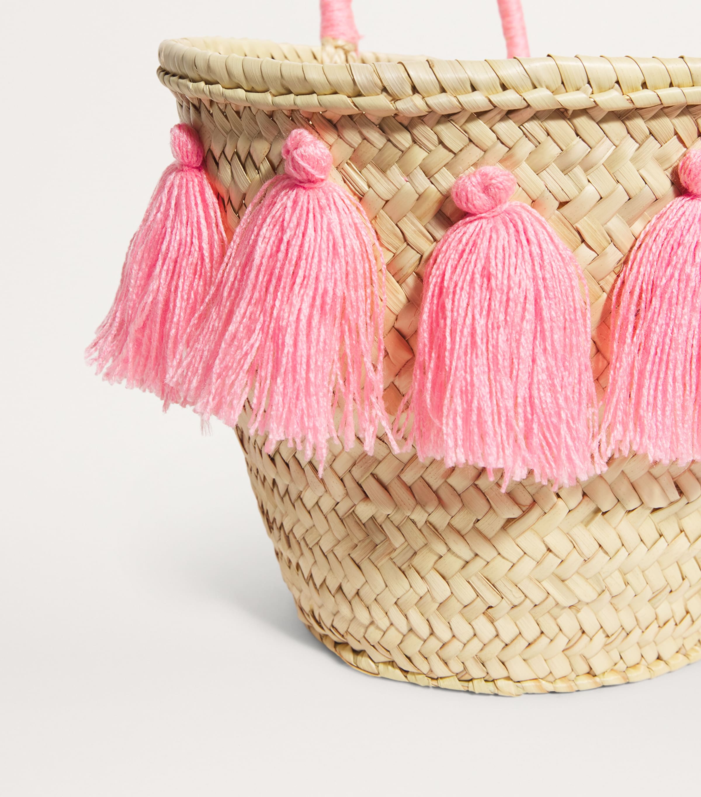 BONITA Medium Tassle Basket Bag Pink Image 4