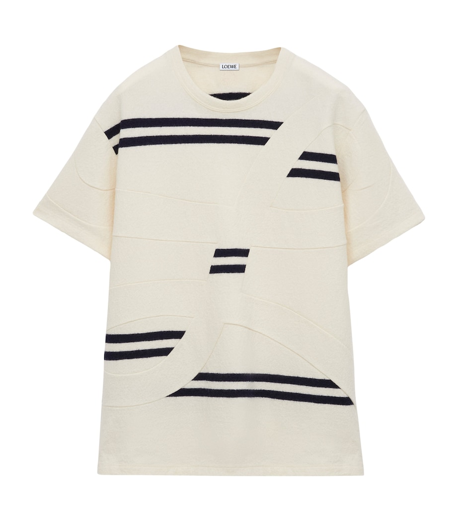 LOEWE Mens Wool-Blend Oversized T-Shirt White/dark Navy Image 1