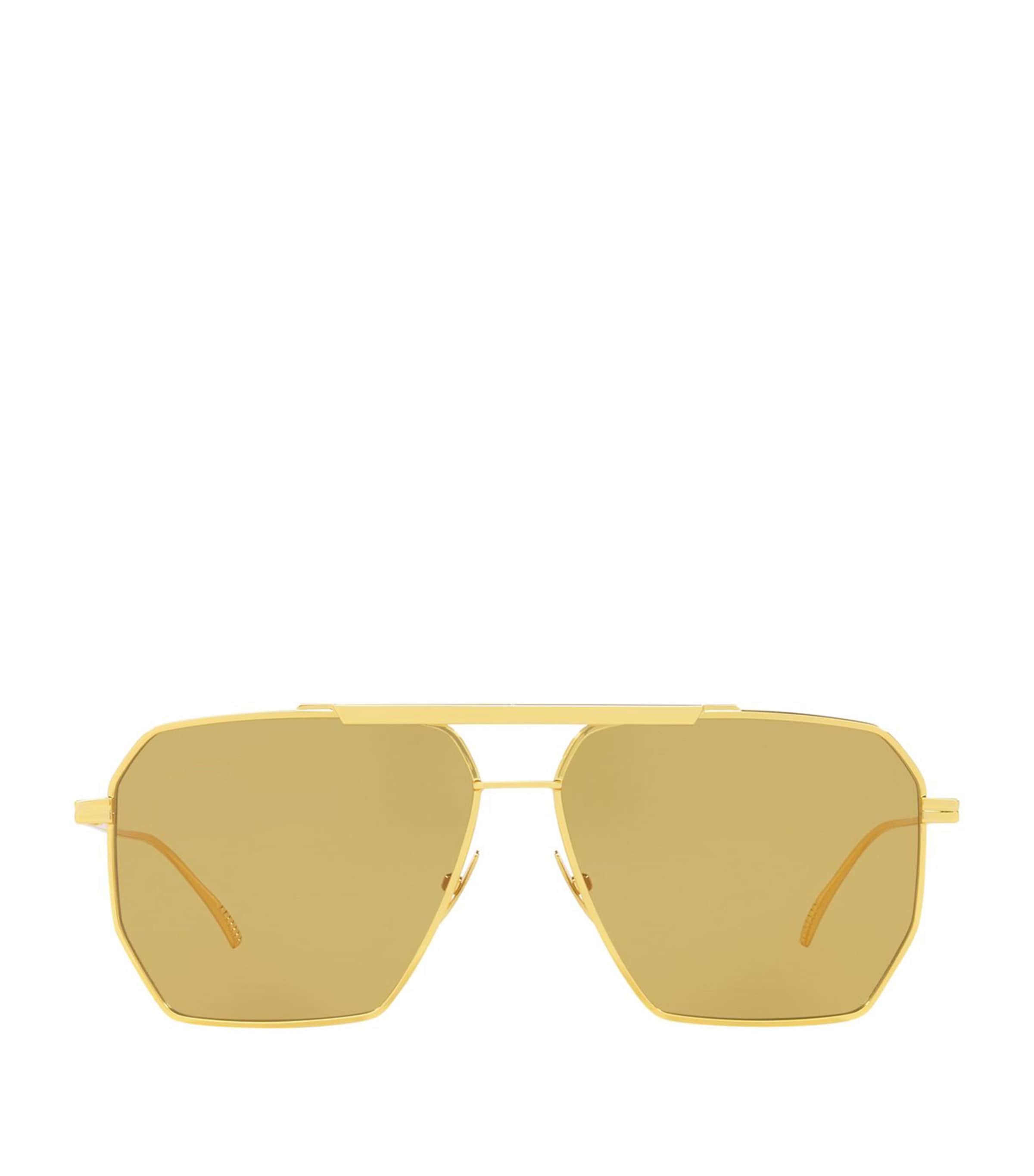 Bottega Veneta Mens Gold 6j000237 Bv1012s Pilot-frame Metal Sunglasses In Gold
