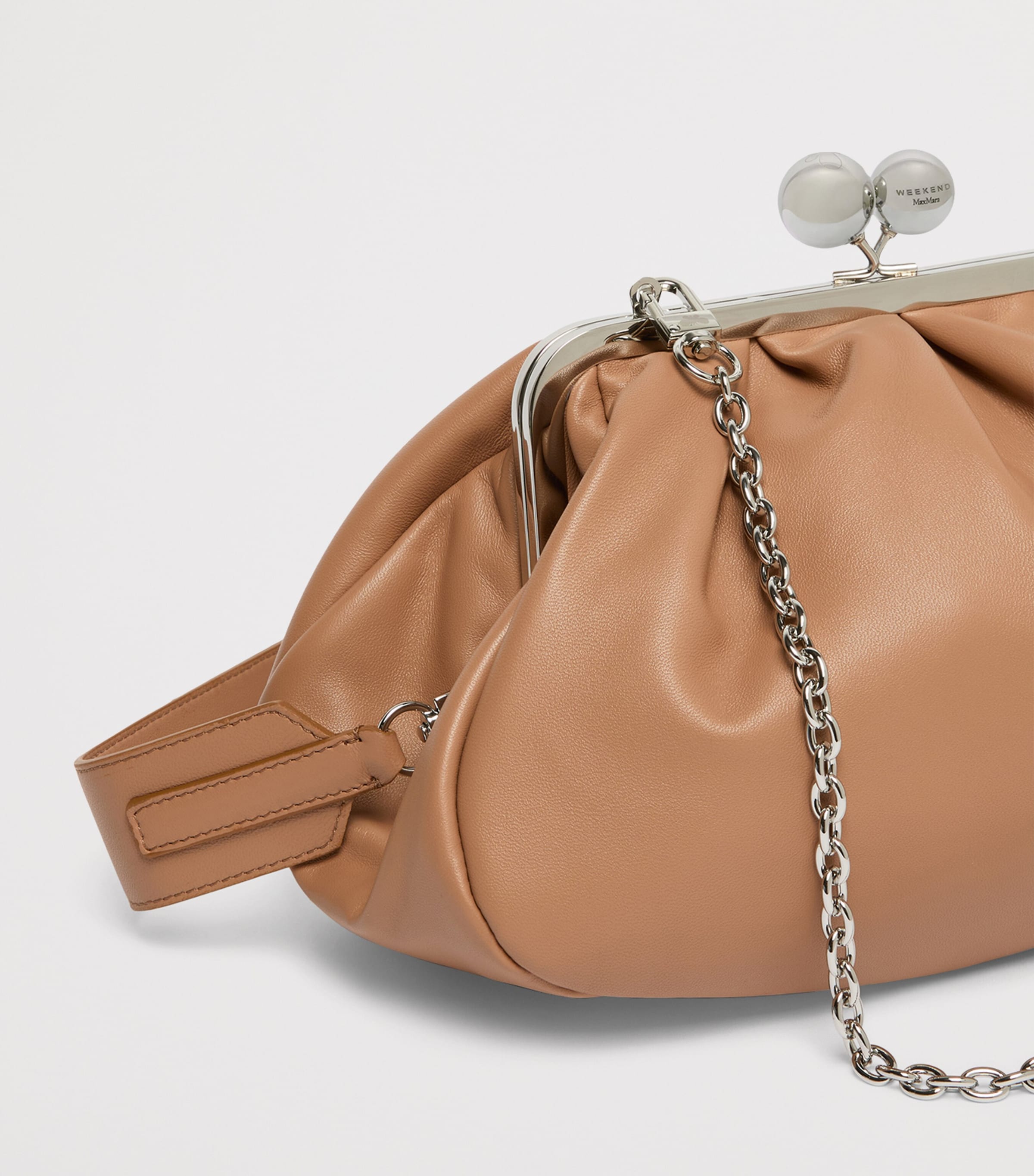Weekend Max Mara Medium Leather Pasticcino Clutch Bag Nudo Image 5