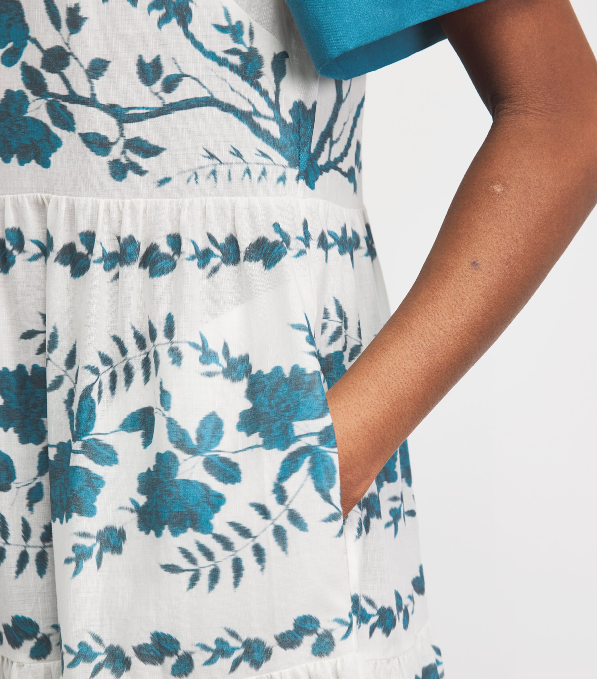 Erdem Womens Cotton-Linen Printed Maxi Dress Wld Frn Btncl Drm Bl Image 5