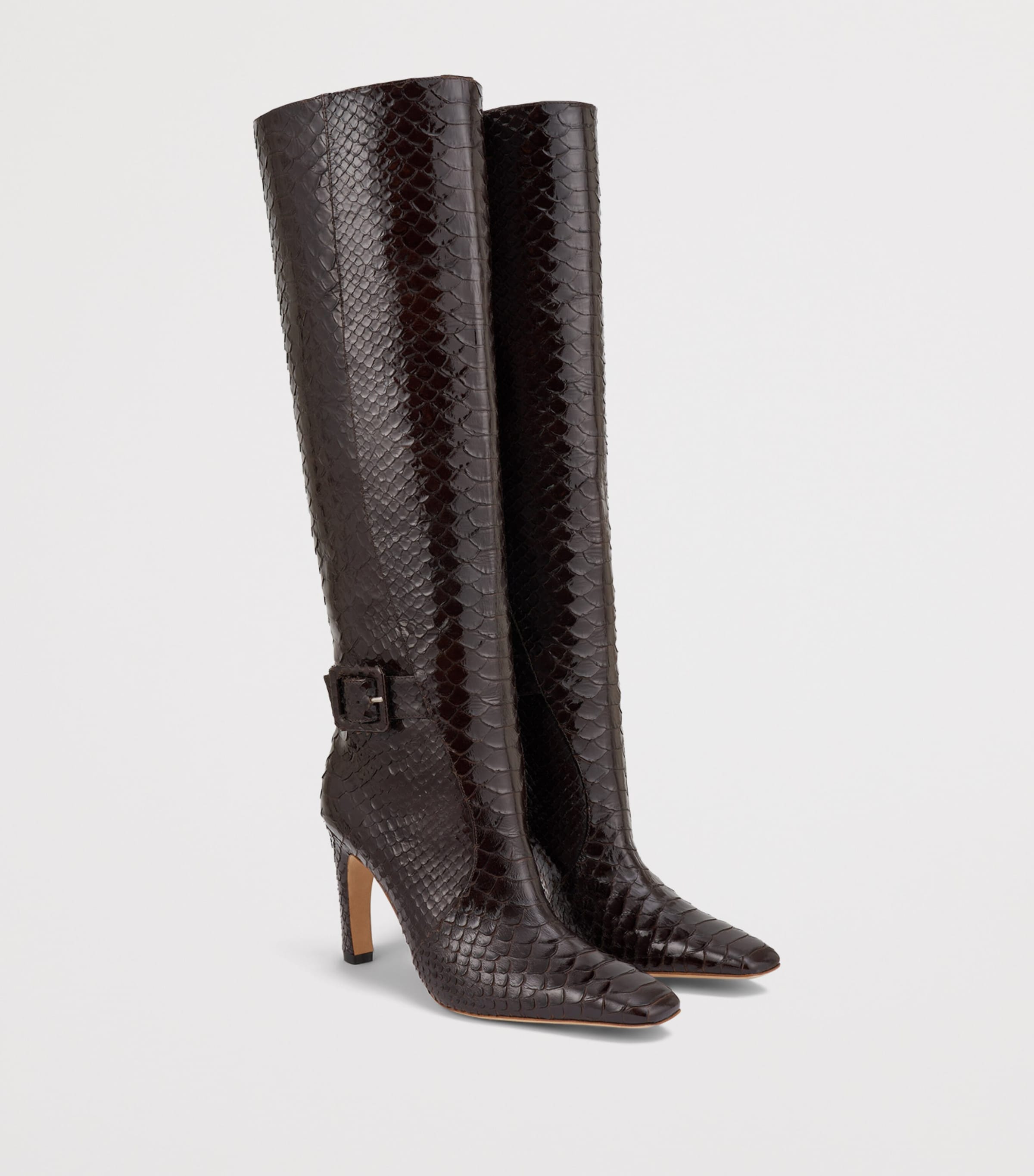 Malone Souliers Embossed Leather Raven Knee-High Boots 90 Dark Brown Image 3