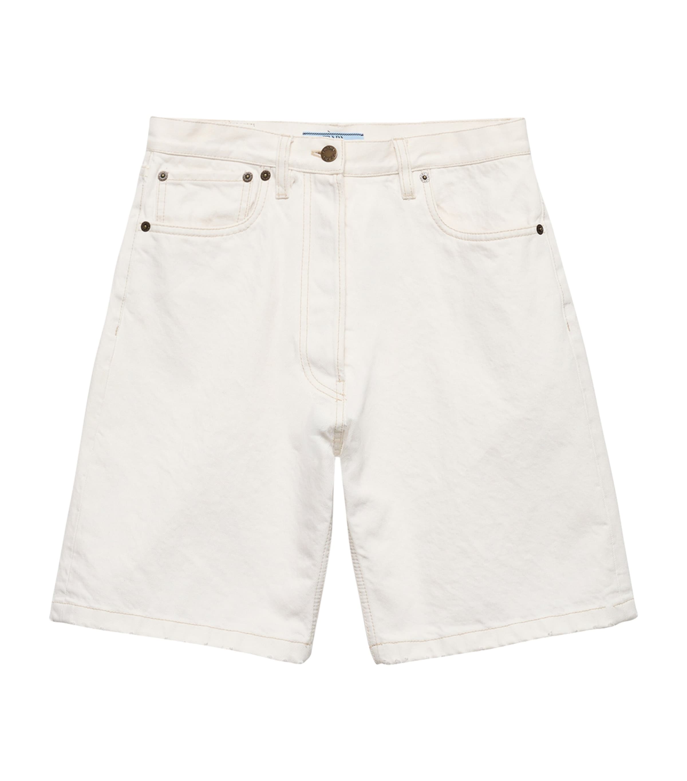 Prada Womens Old Denim Shorts White Image 1