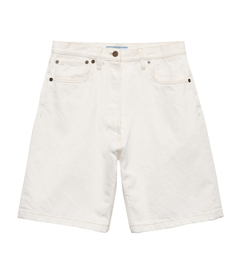 Prada Womens Old Denim Shorts White Image 1