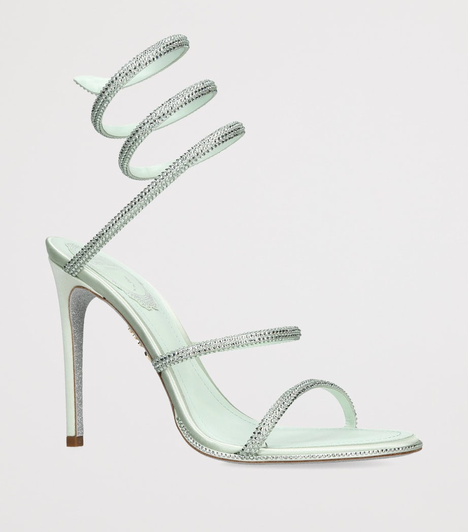 René Caovilla Satin Crystal-Embellished Cleo Sandals 105 Pale Green Image 2