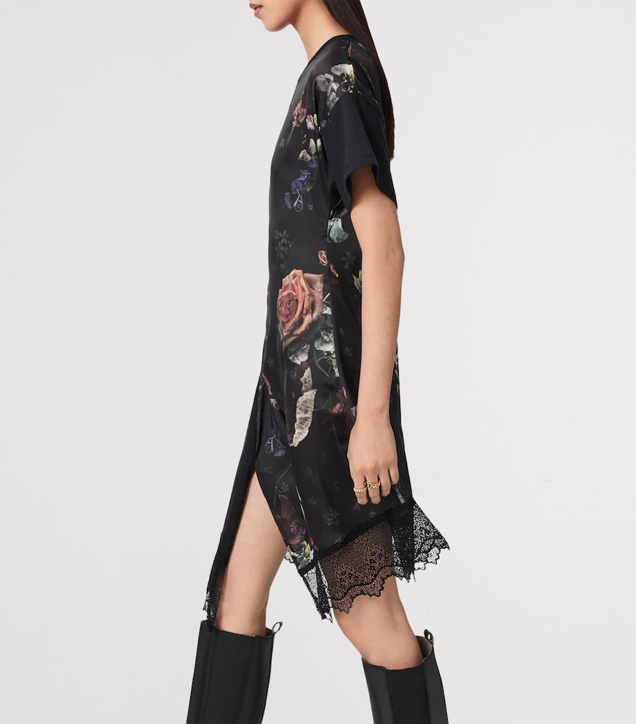 AllSaints Womens Cotton Floral Lana Mini Dress Haze Black Image 5
