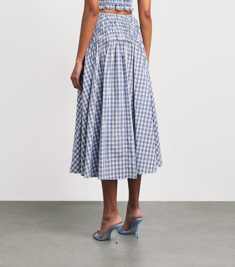 Maje Womens Embellished Check Midi Skirt Blue Check Print Image 5