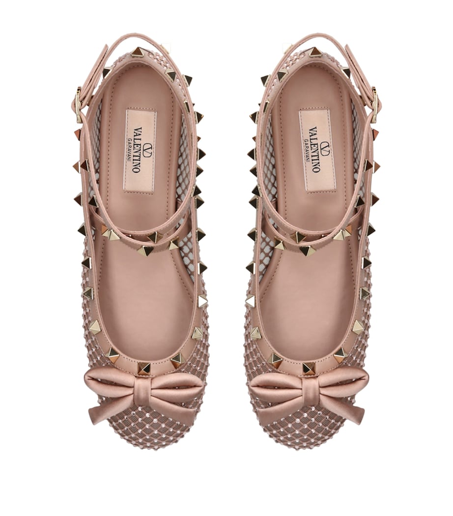 Valentino Garavani Leather Rockstud Ballet Flats Blush Image 4