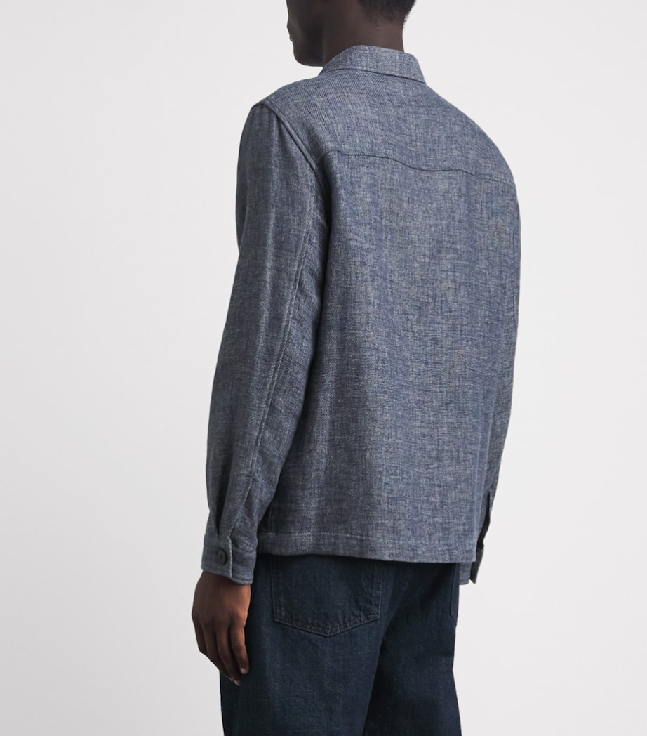 Sunspel Mens Cotton-Linen Twill Twin-Pocket Jacket Buds Denim Blue Image 5