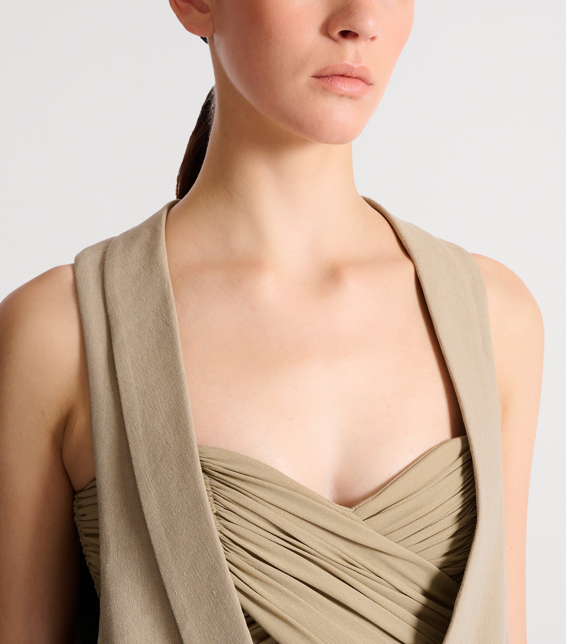 Balmain Womens Linen-Cotton Oversized Waistcoat Beige Foncé Image 5