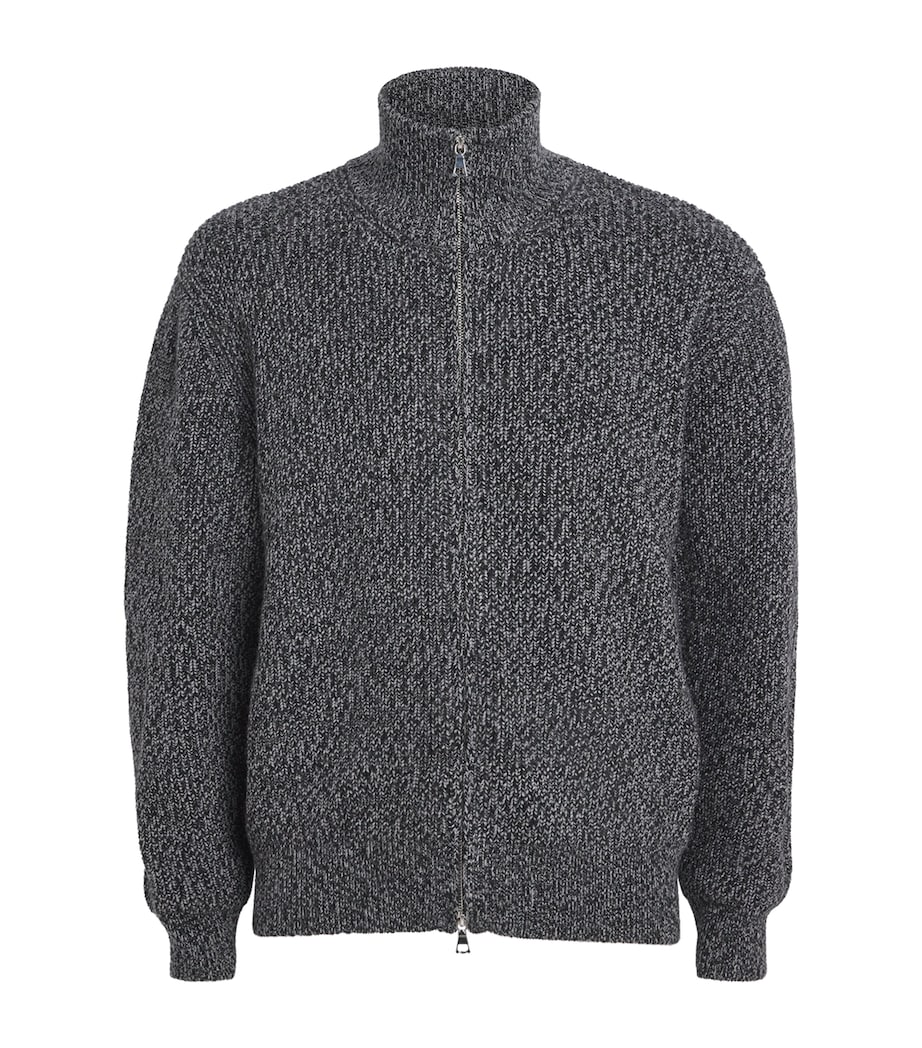 Merino Wool Quarter-Zip Sweater BLACK/GREY/ECRU Image 1