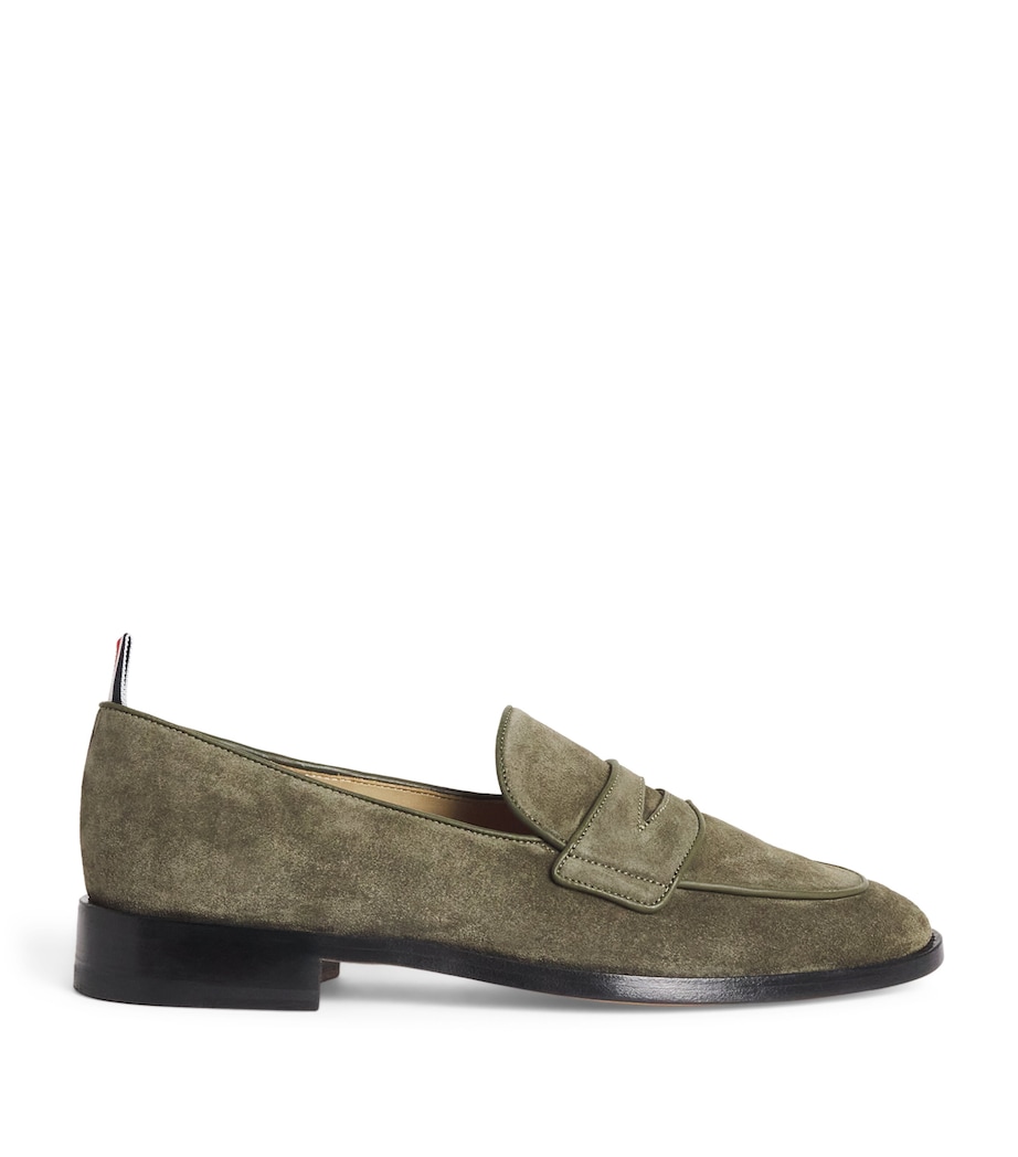 Leather Varsity Penny Loafers DK GREEN Image 1