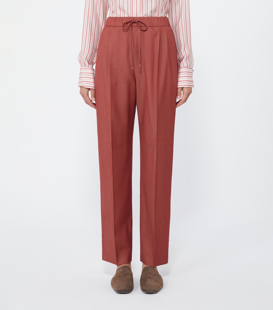 Max Mara Womens Wool Gabardine Drawstring Trousers Red Image 3