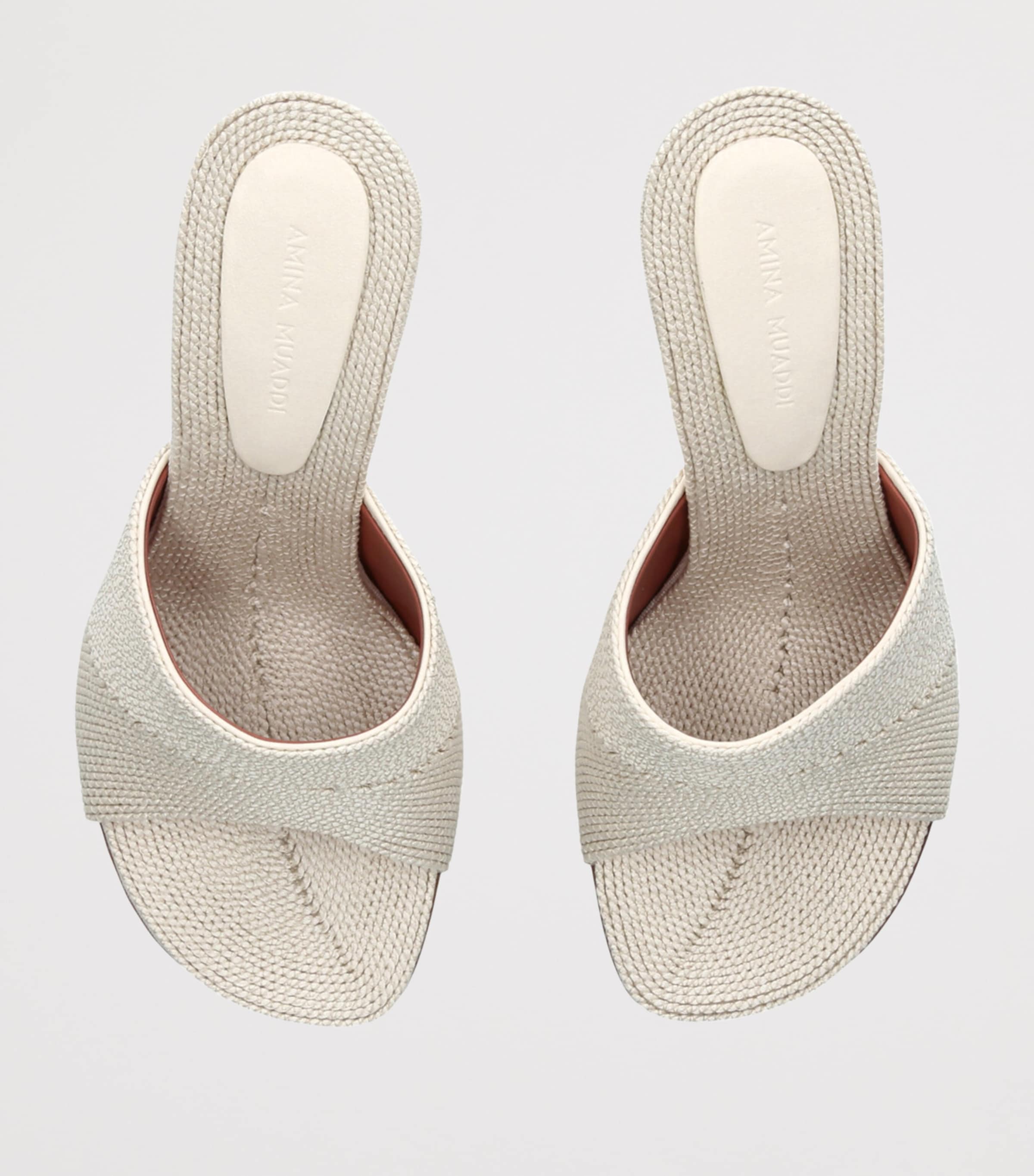 サンダル・ミュール AMINA MUADDI TAYLOR WOVEN 90 SLIPPER SANDALS Taylor Slipper 90 Sand Crackle Nappa