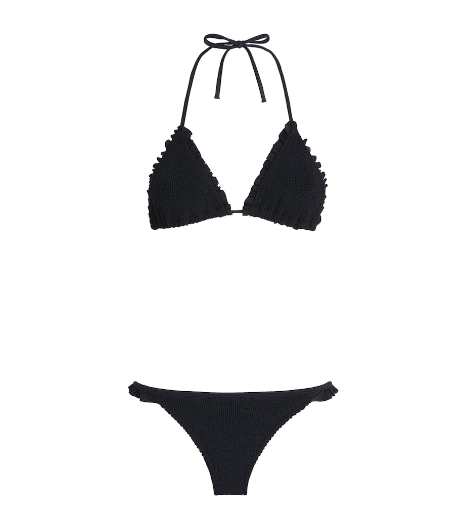 Hunza G Womens Ruffled Naomi Bikini Black Image 1