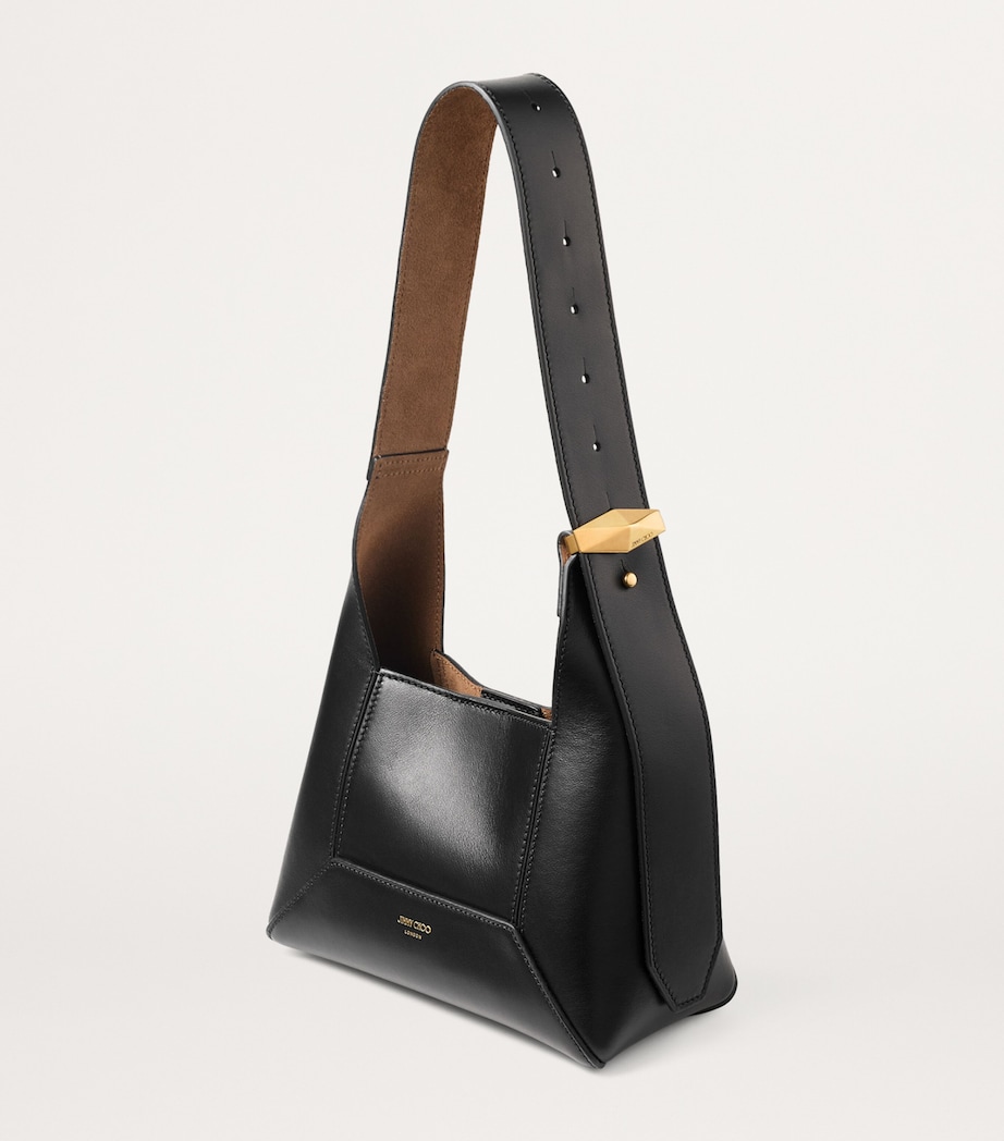 Small Leather Diamond Shoulder Bag BLACK/GOLD Image 2