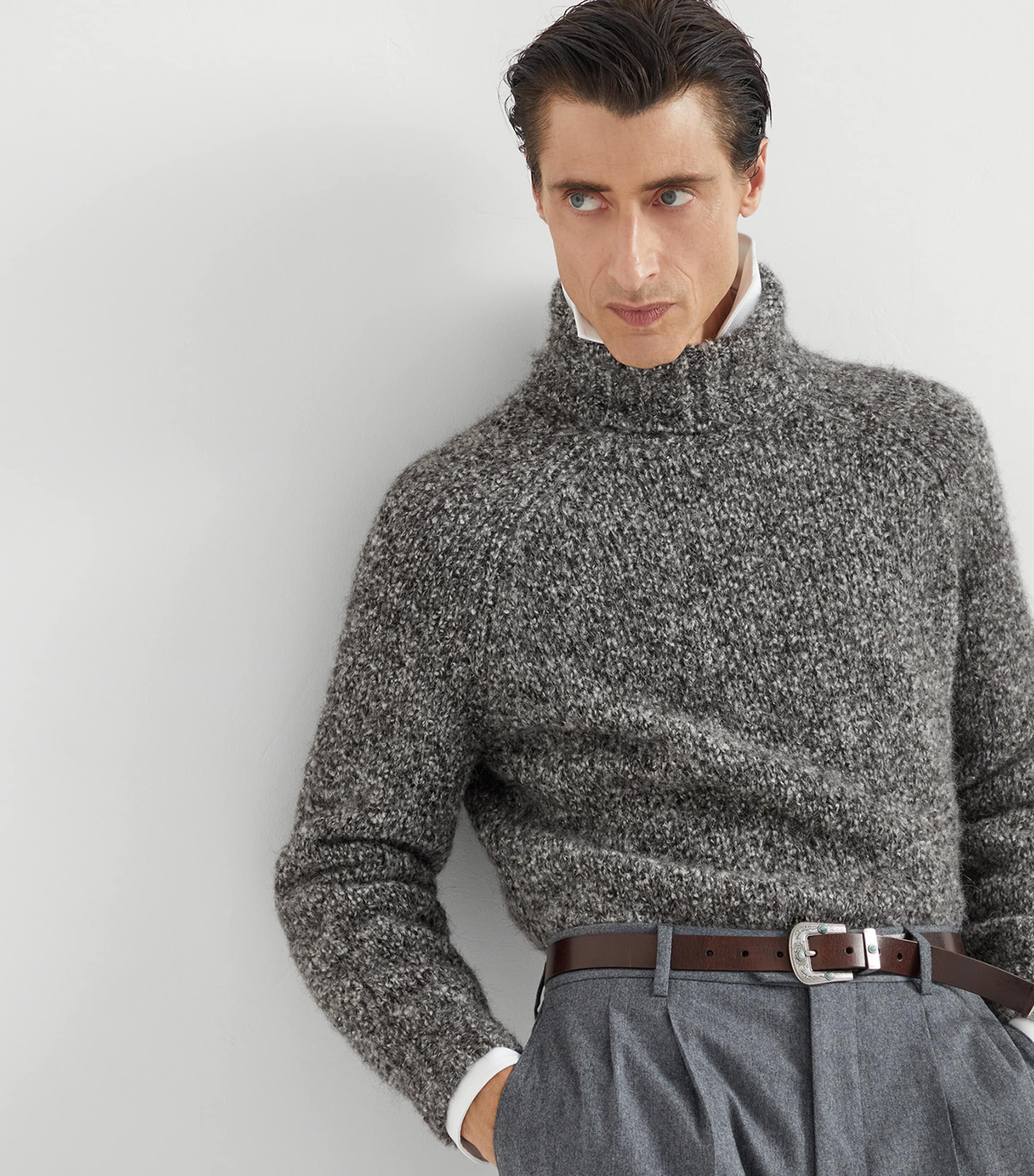 Wool-Cashmere Cable Knit Sweatshirt C074 Image 4