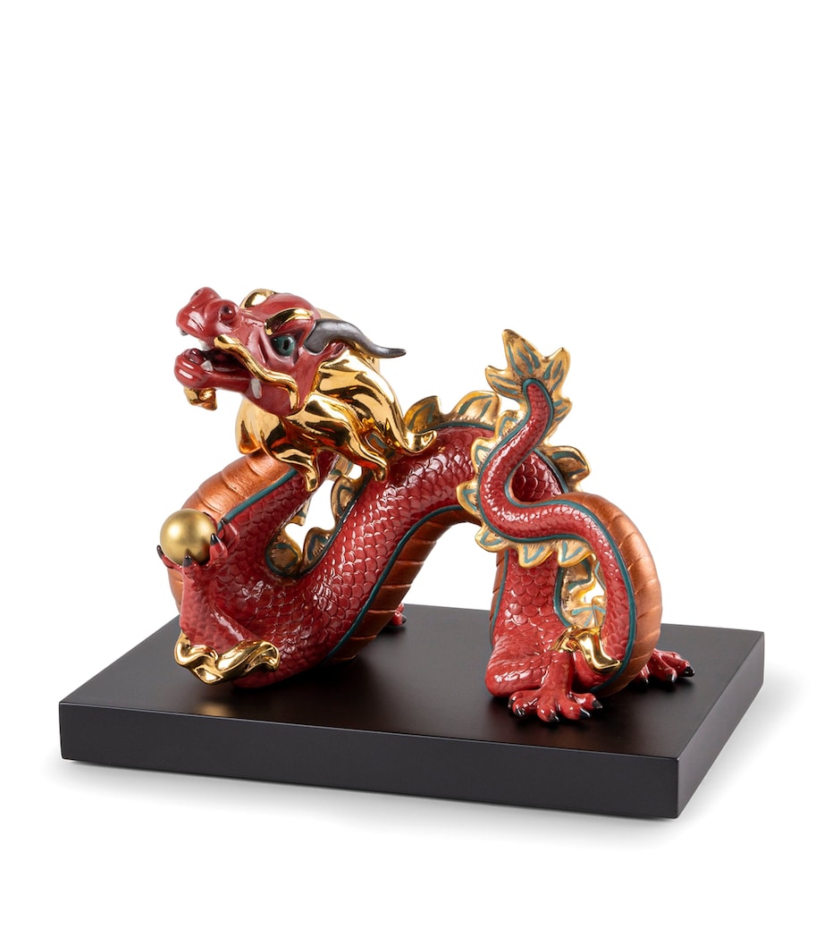Lladró Porcelain Dragon Sculpture Red & Gold Image 1