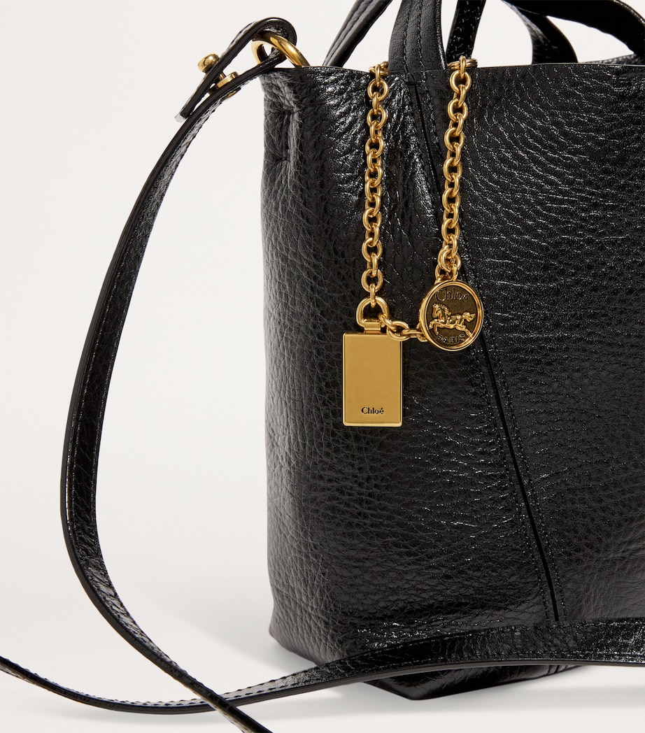 Small Calfskin Spin Tote Bag BLACK Image 6