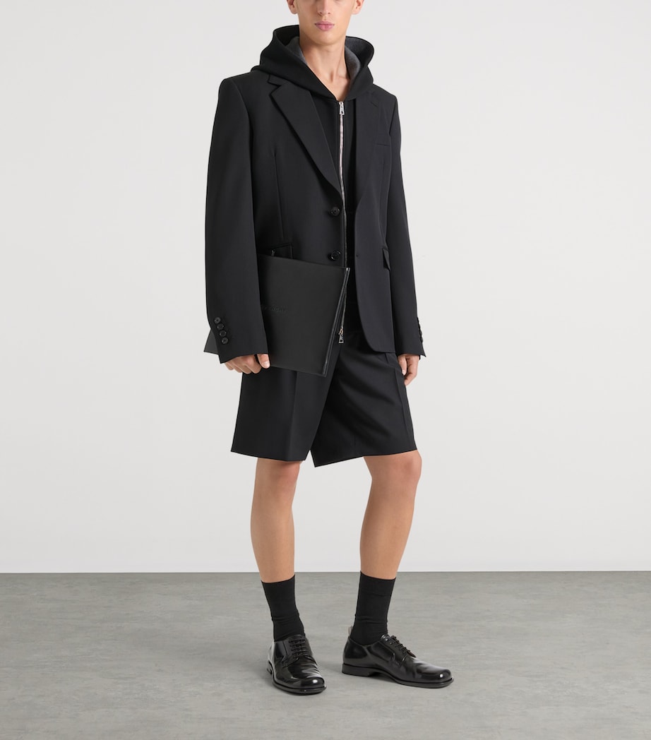 Wool Pleated Bermuda Shorts BLACK Image 2