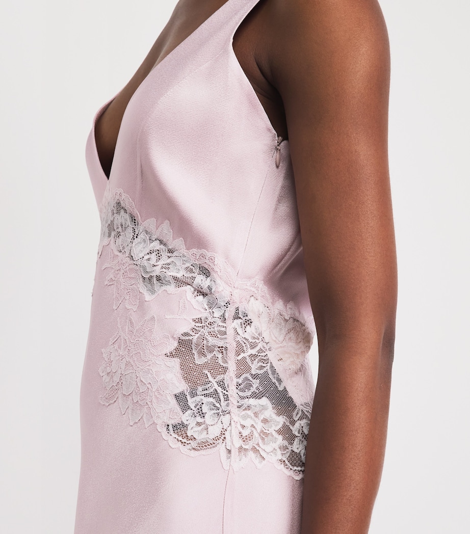 Bocan Womens Lace-Trim Beatrice Slip Dress Powder Image 3
