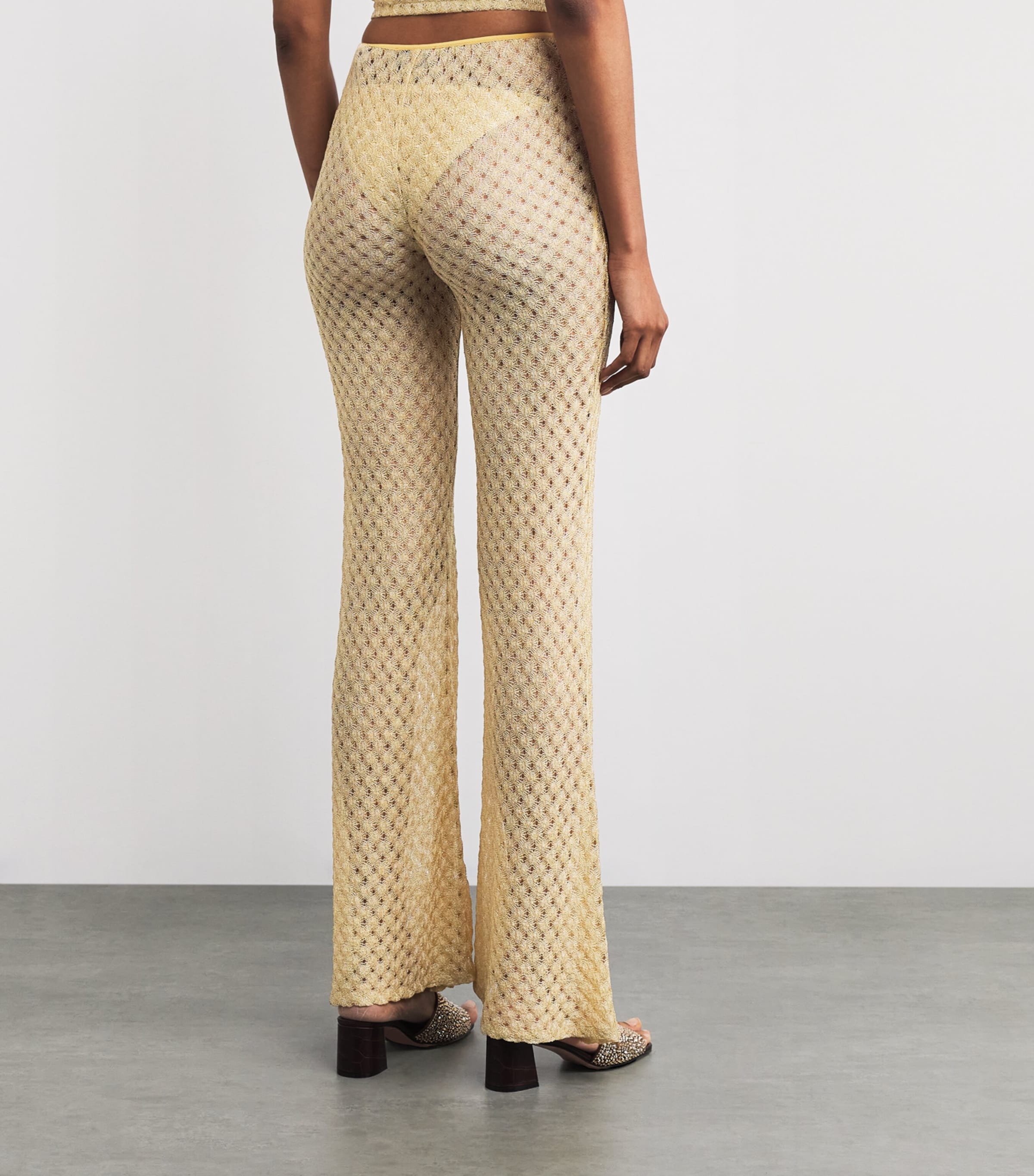 Metallic Flared Trousers S10BYGOLD Image 4