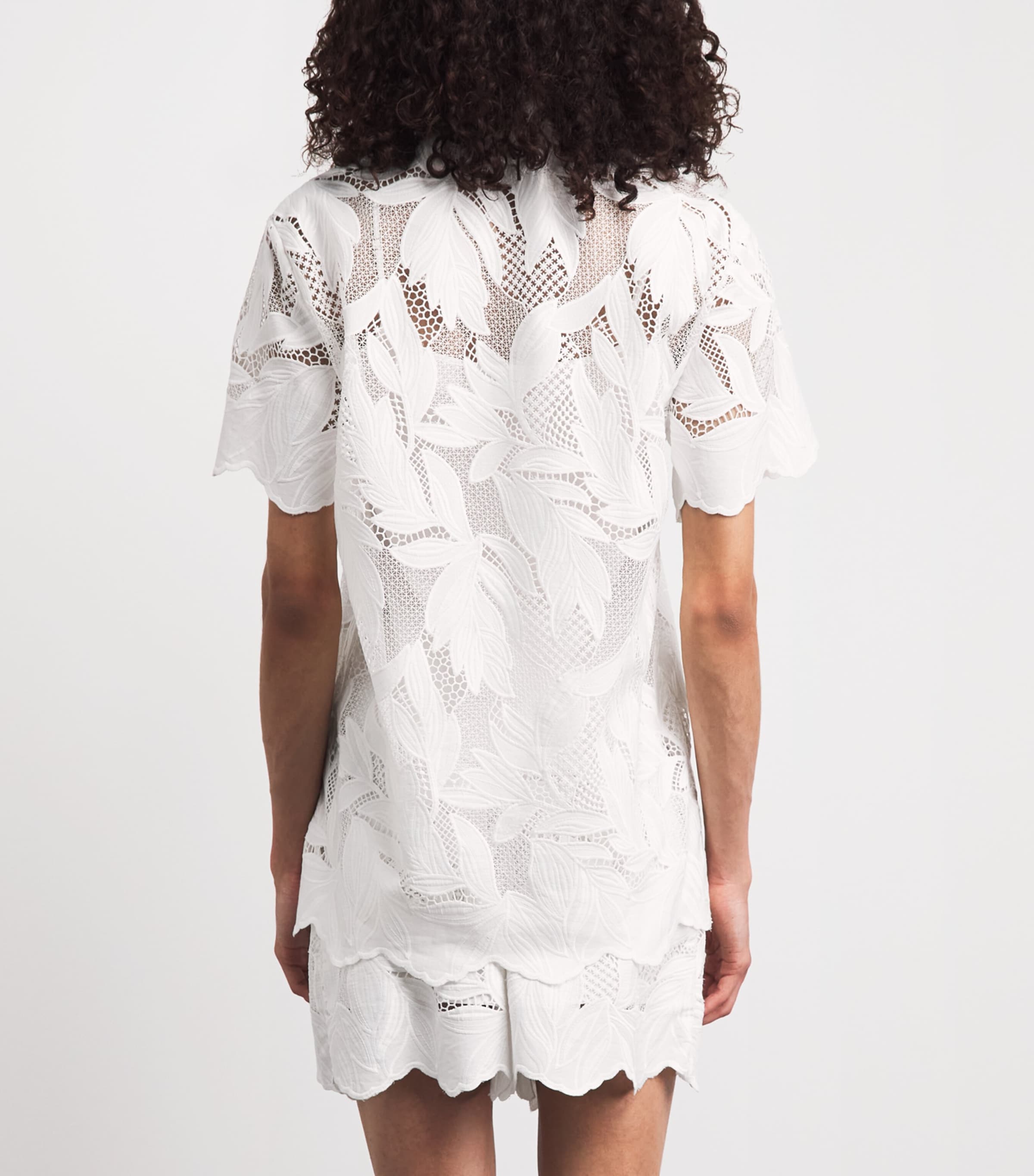 Erdem Womens Crochet Cutwork Short-Sleeve Shirt Ivory Image 5