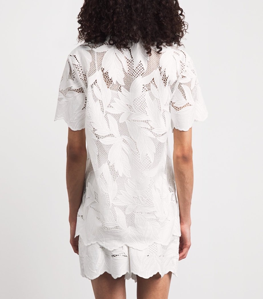 Erdem Womens Crochet Cutwork Short-Sleeve Shirt Ivory Image 5