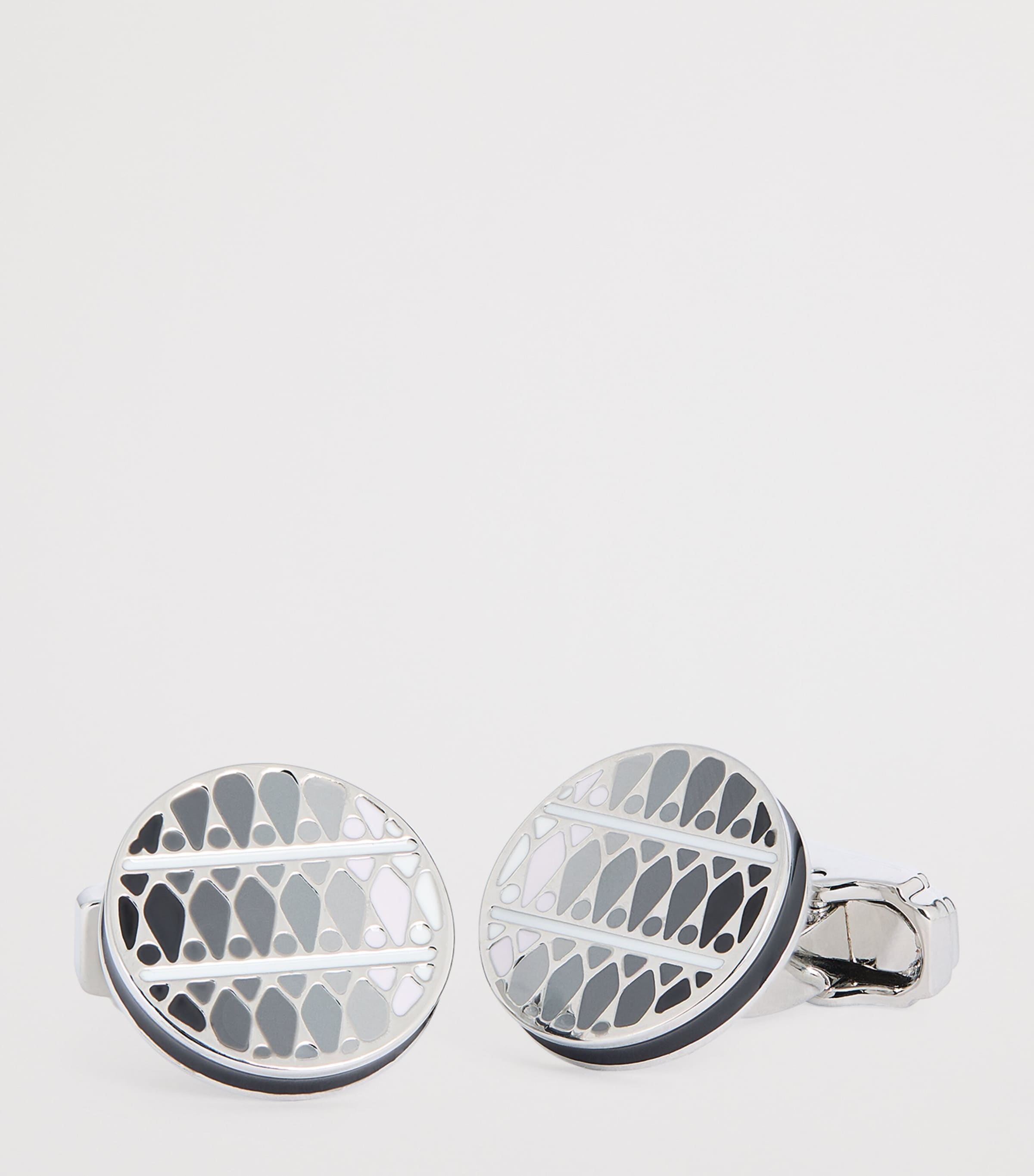White Bronze-Plated Cairo Leaf Cufflinks GREY Image 6