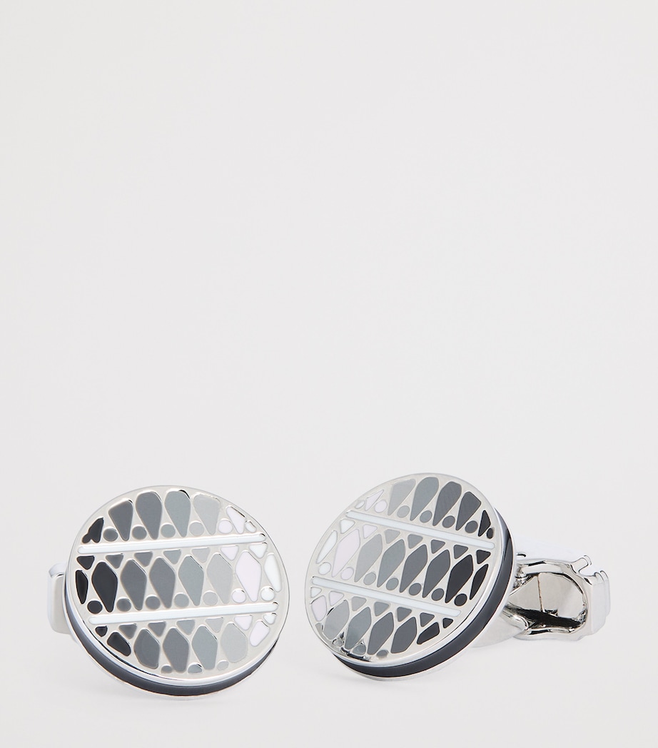 White Bronze-Plated Cairo Leaf Cufflinks GREY Image 6