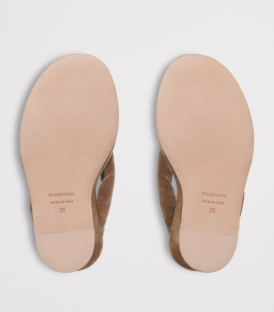 Balenciaga Velvet Gaeta Thong Wedge Sandals 90 Image 5