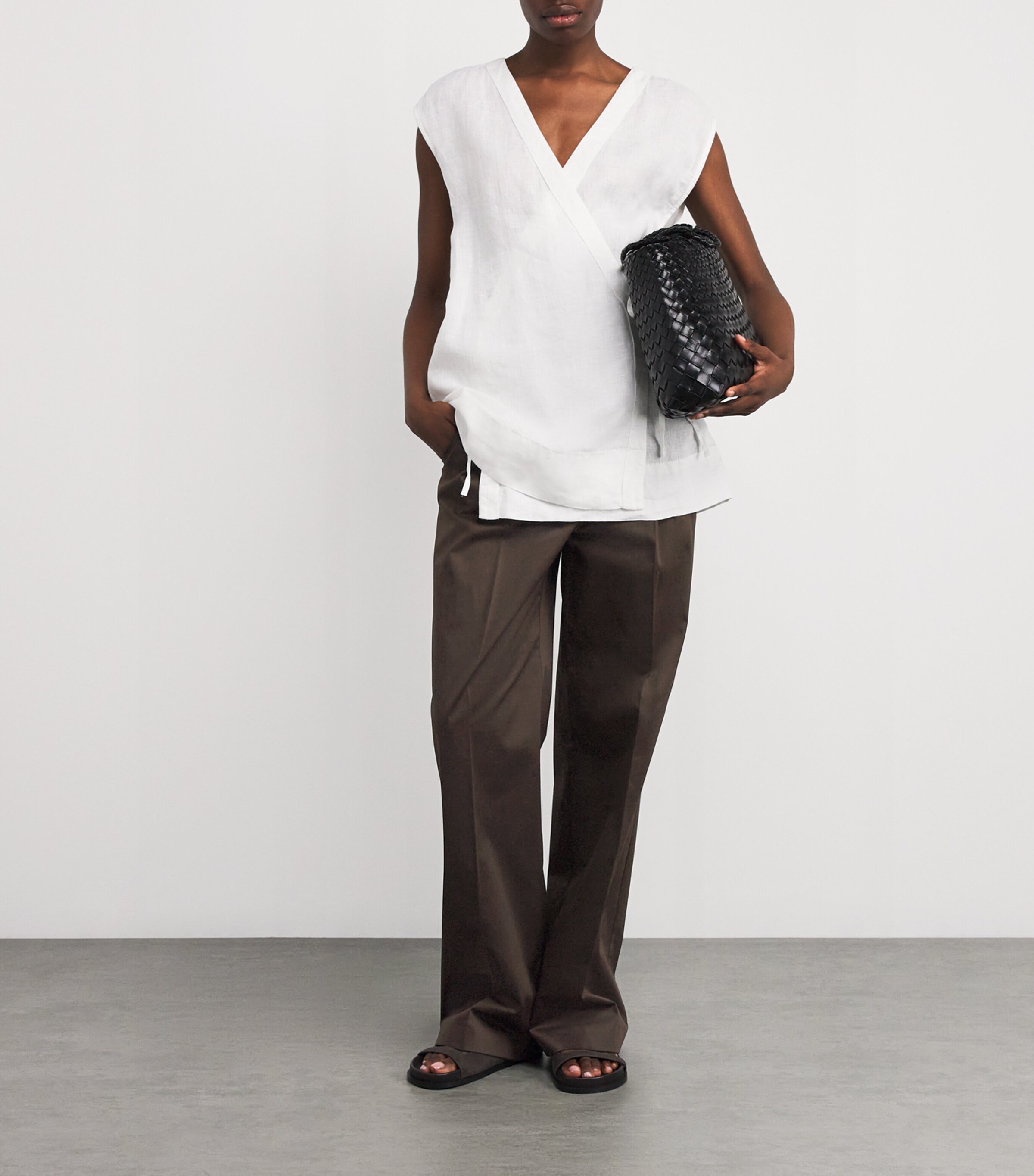 Stretch-Cotton Satin Trousers COCOA Image 2